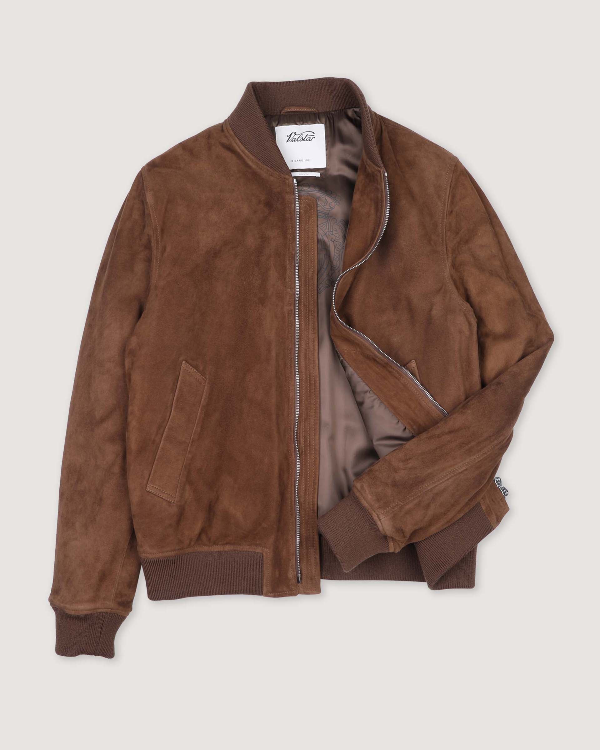 Bomber in suede imbottito. Marrone - Sesamo