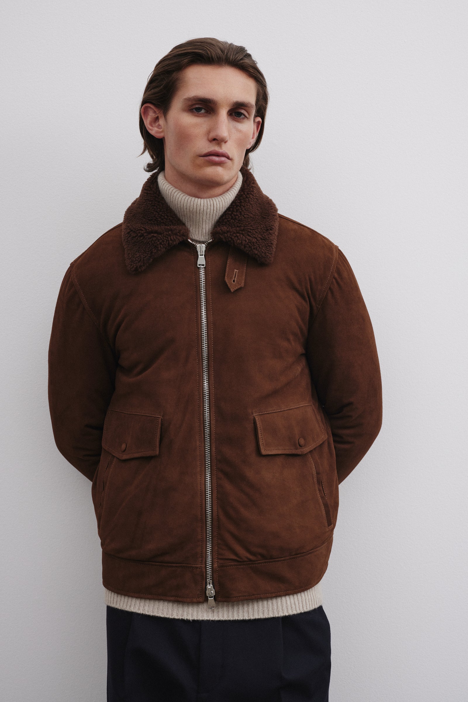 Thomas jacket in suede with goose down padding. Brown - Sesamo