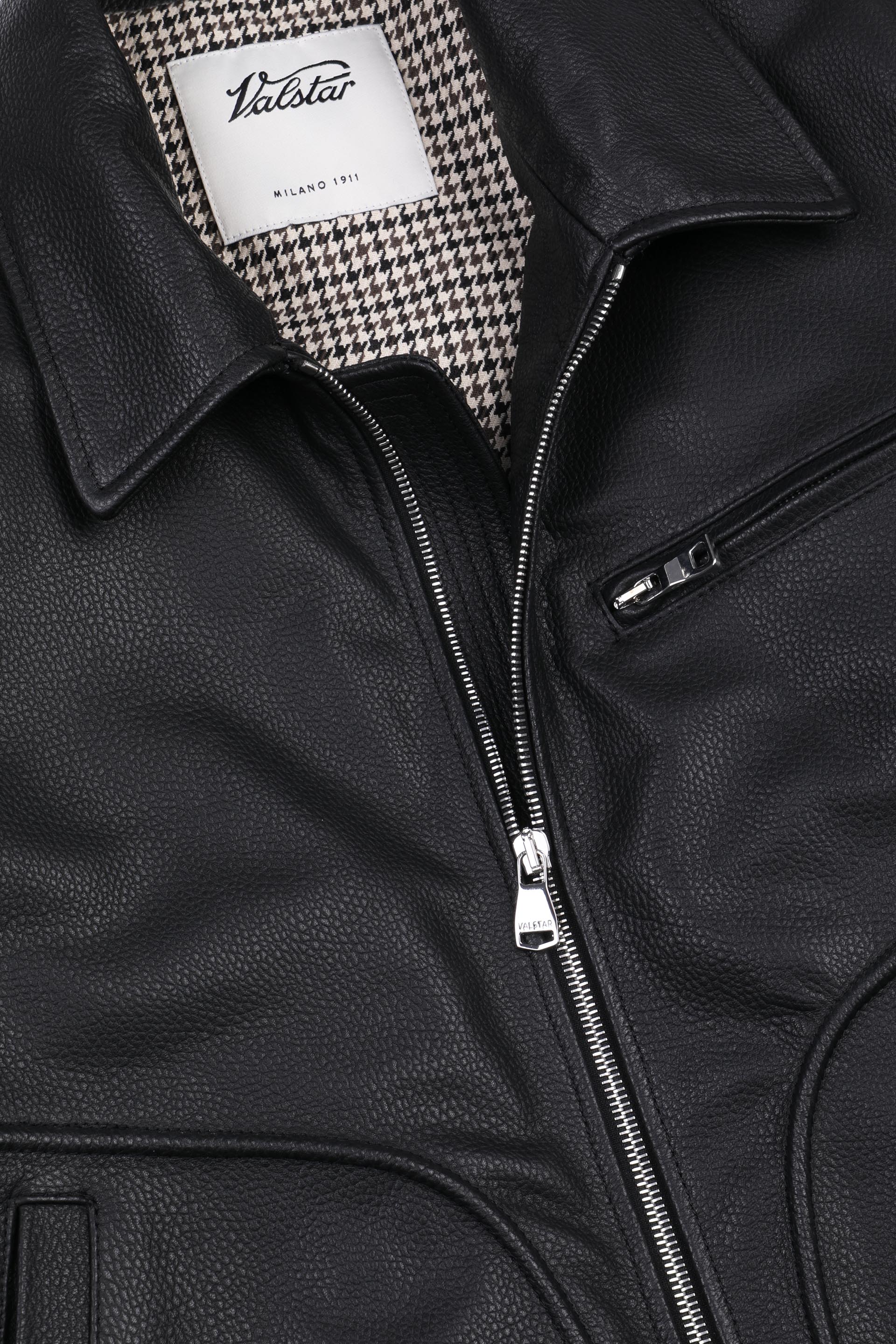 GIUBBOTTO BIKER CON ZIP IMBOTTITO, NAPPA STAMPATA - Black