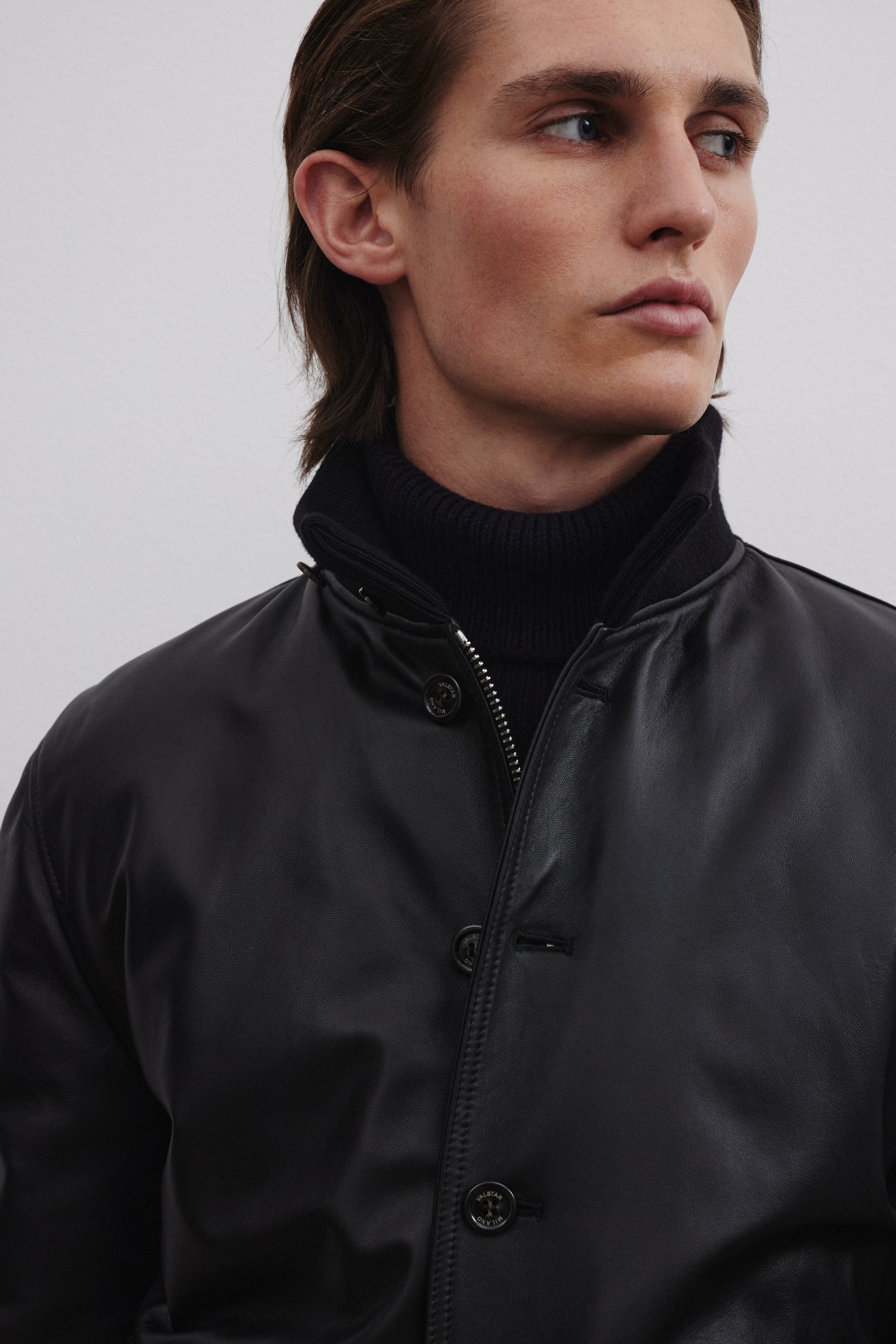 Goose down Valstarino jacket in nappa leather. - Black