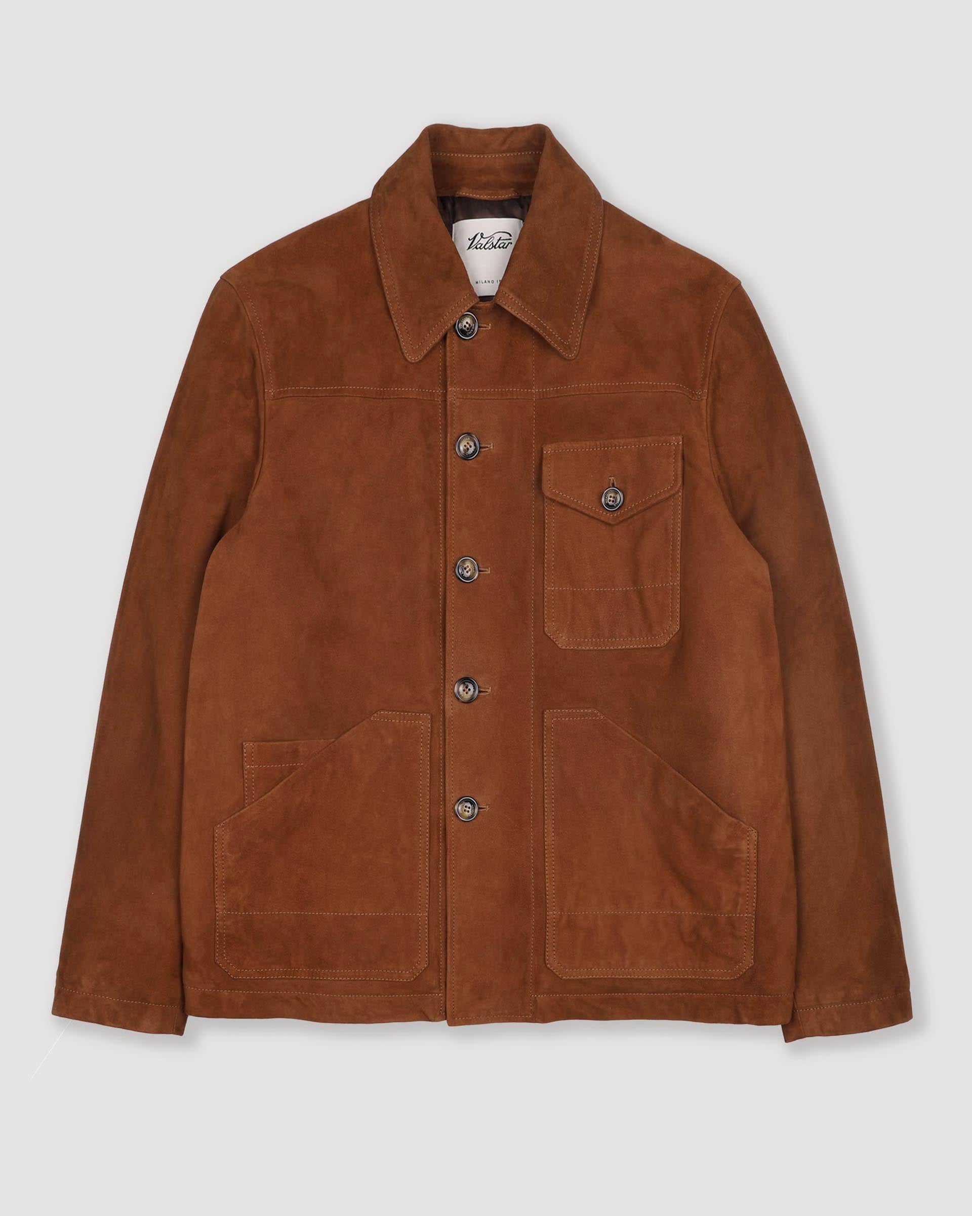 Elgar padded work jacket in suede leather. Brown - Sandal