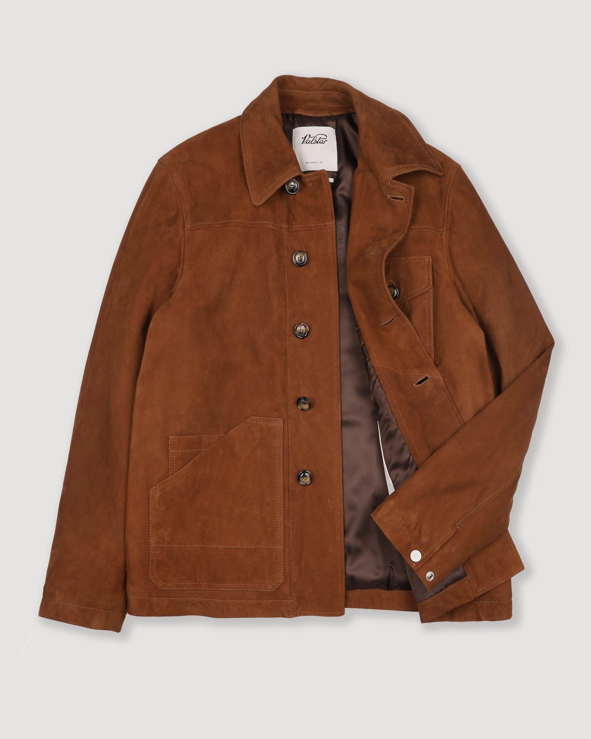 Elgar padded work jacket in suede leather. Brown - Sandal