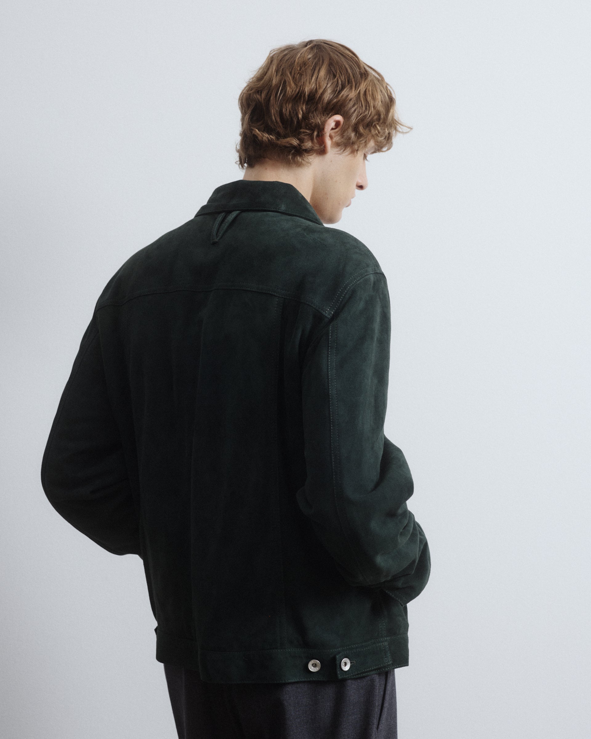UOMO-TRUCKER JKT CON BOTTONI A CHIODO IN SUEDE, IMBOTTITO - Verdone