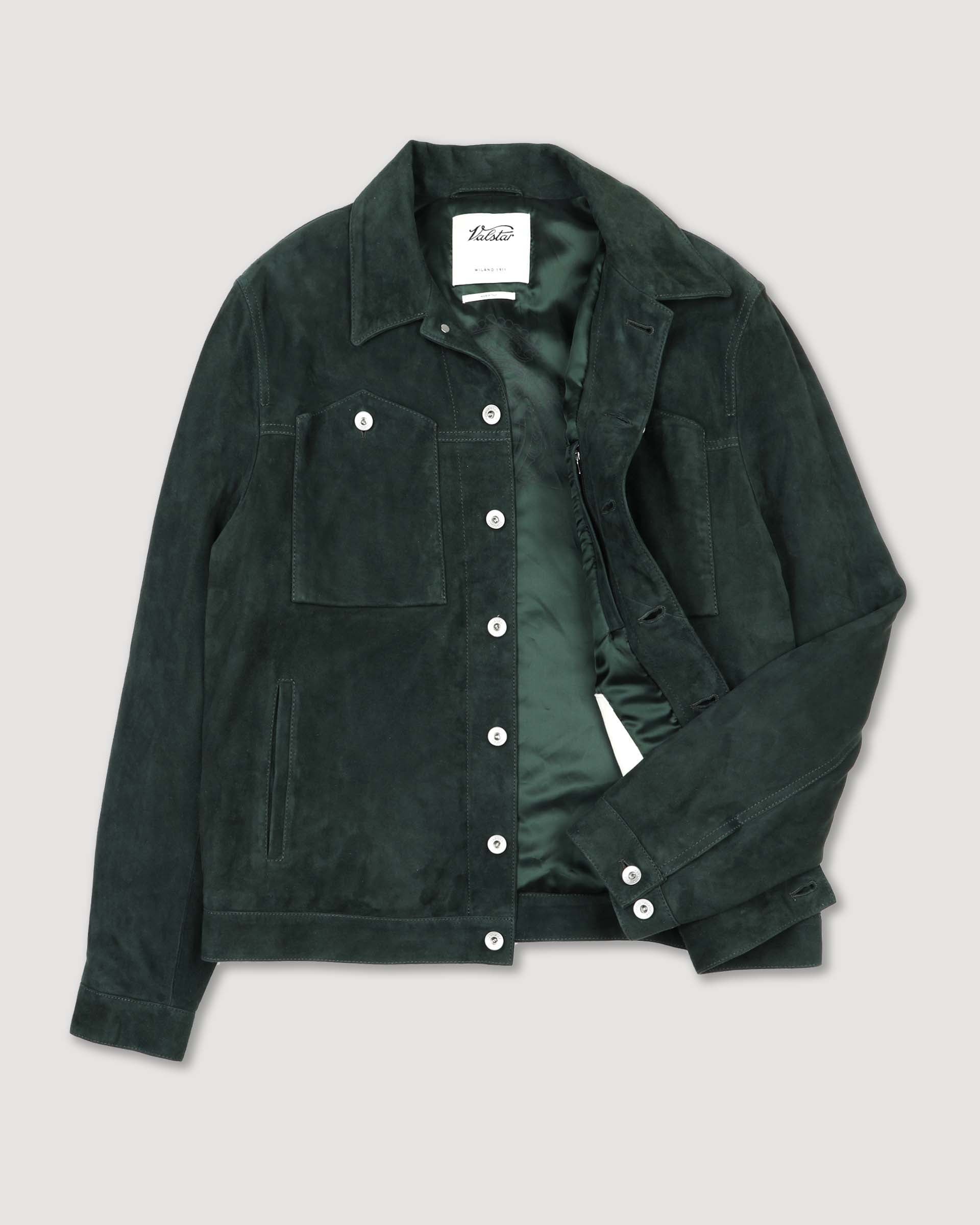 UOMO-TRUCKER JKT CON BOTTONI A CHIODO IN SUEDE, IMBOTTITO - Verdone