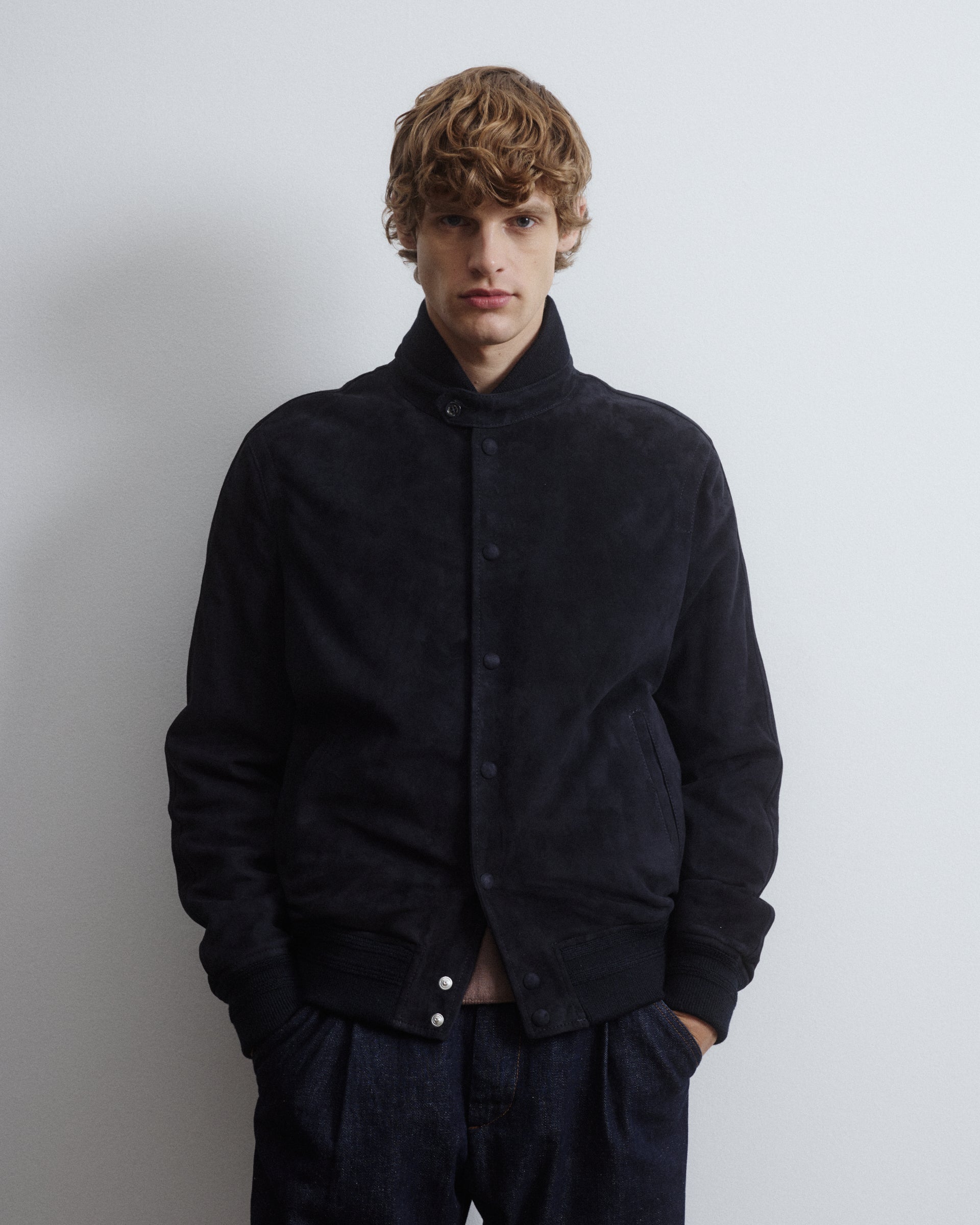Giubbotto bomber Voyd in suede, imbottito. Blu - Dark blue