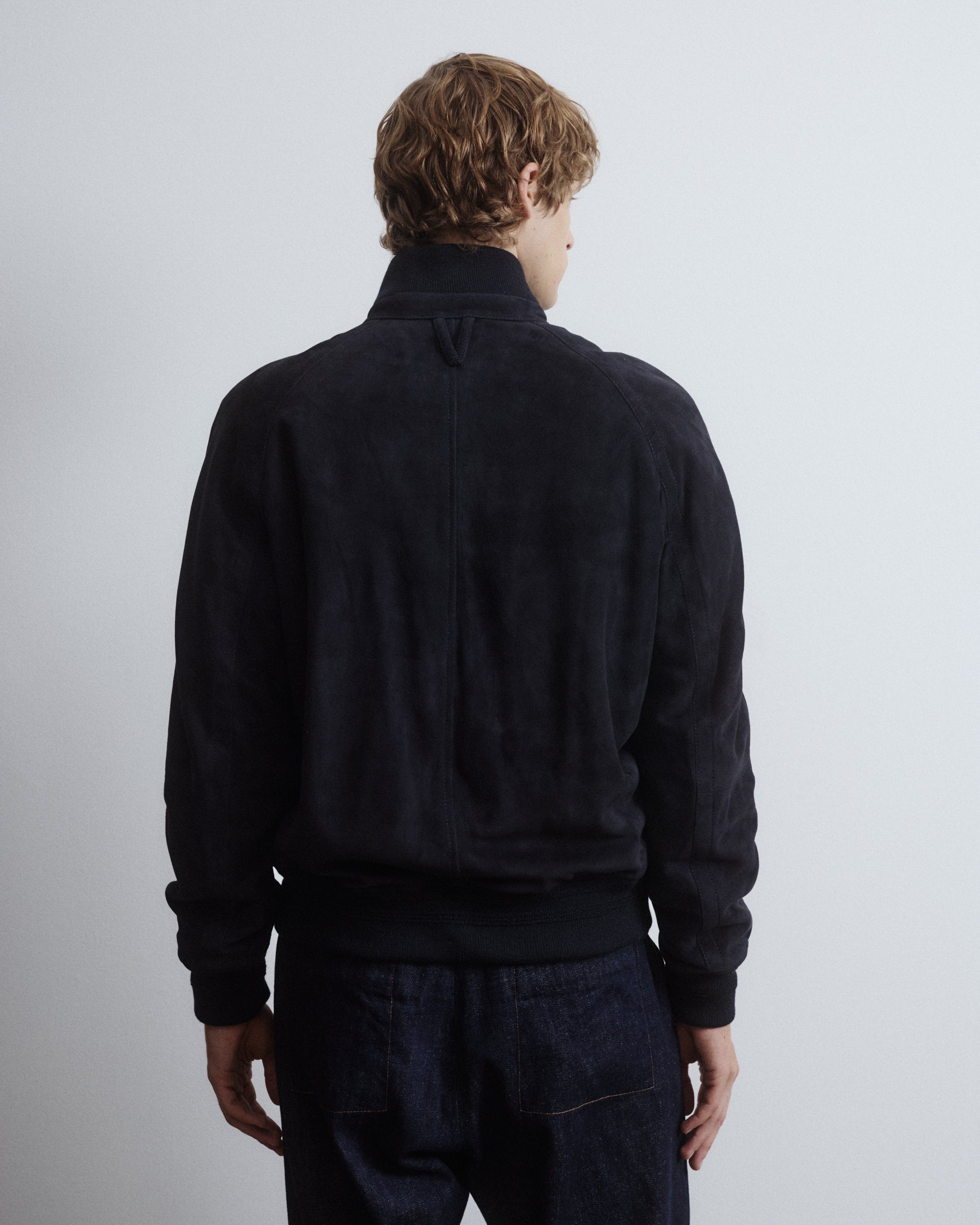 Giubbotto bomber Voyd in suede, imbottito. Blu - Dark blue