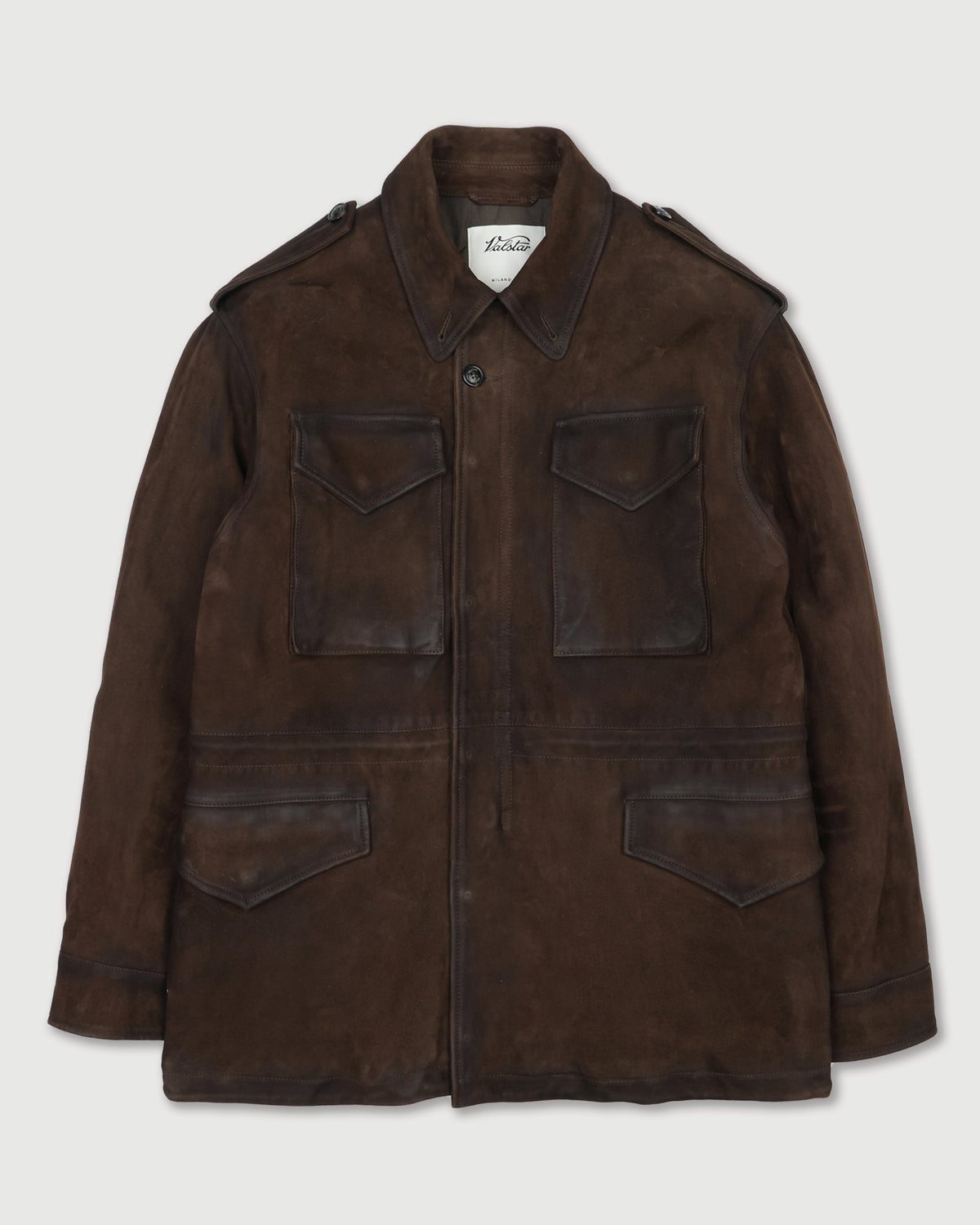 Field jacket Stanley in heavy suede, imbottita. Marrone - Brown