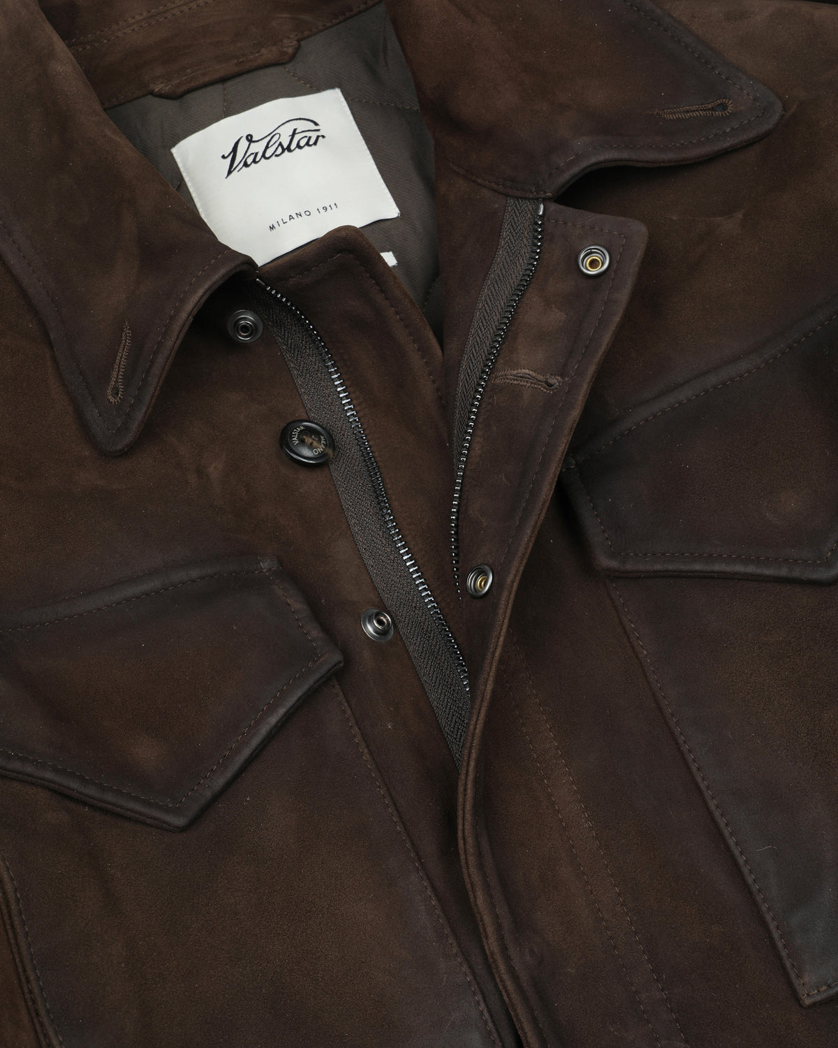 Field jacket Stanley in heavy suede, imbottita. Marrone - Brown