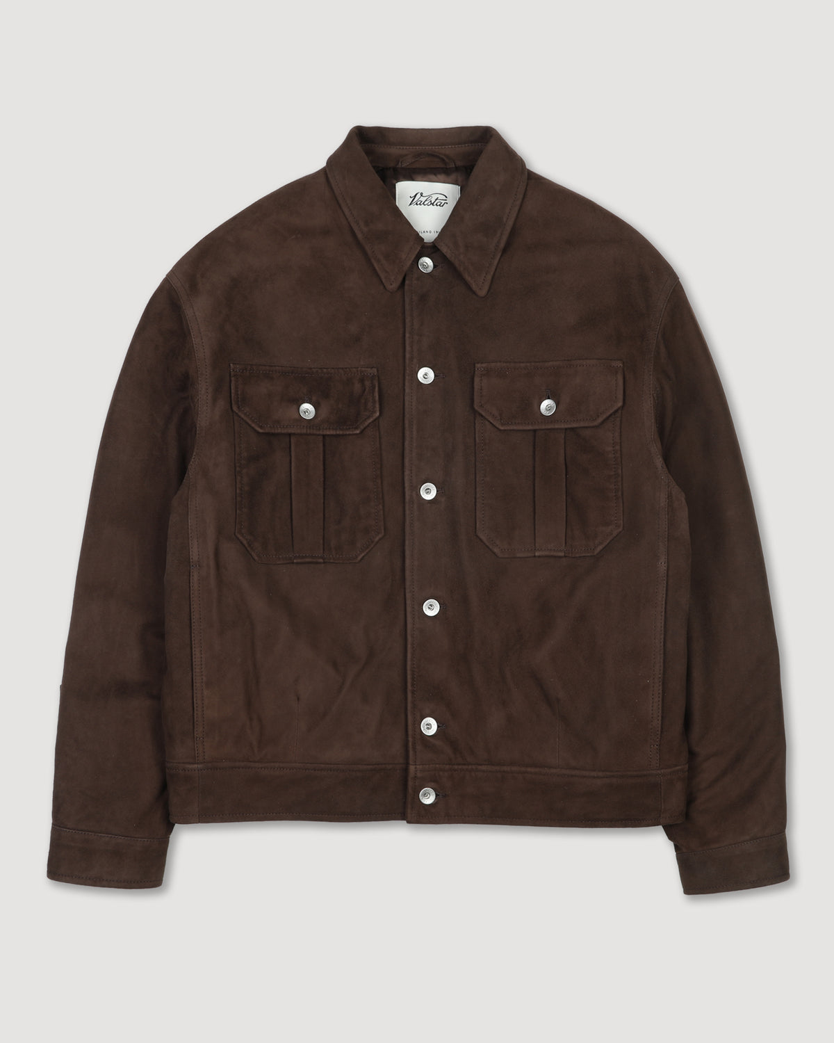 Trucker jacket Ian in suede, imbottita. Marrone - Caffè
