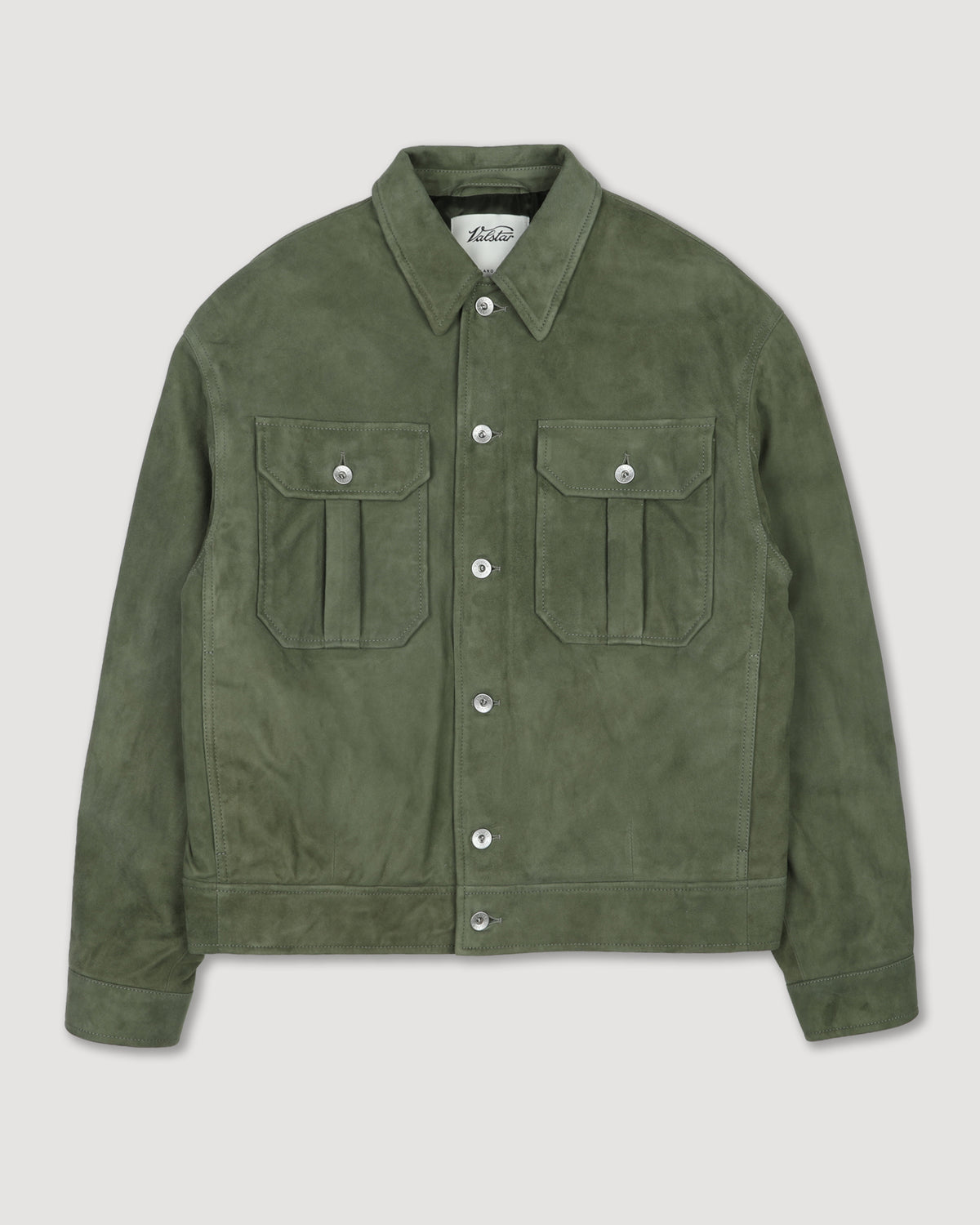 Trucker jacket Ian in suede, imbottita. Verde - Basil
