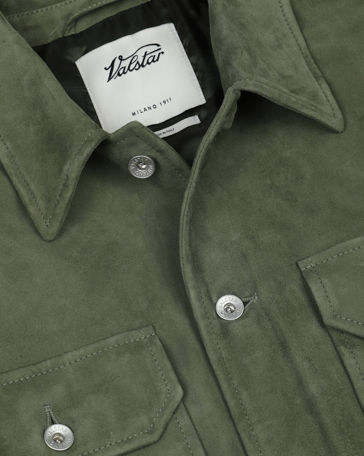 Trucker jacket Ian in suede, imbottita. Verde - Basil