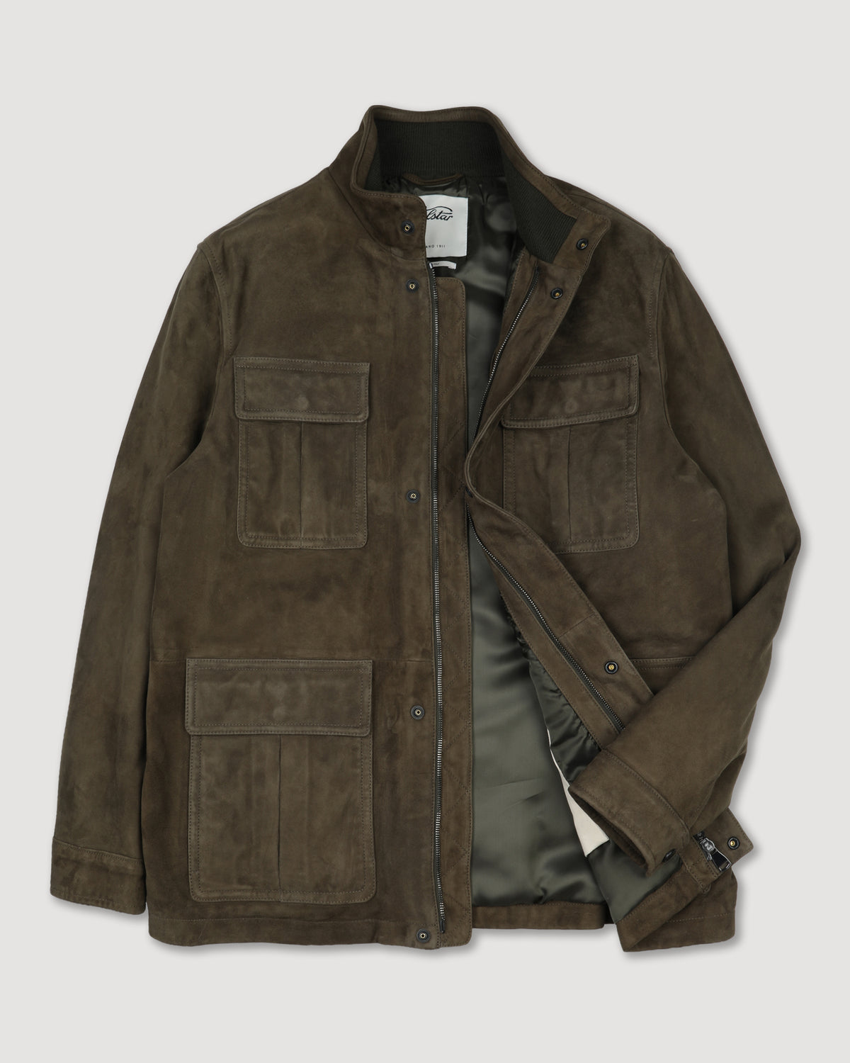 Field jacket Brera in suede, imbottita. Verde - Muschio
