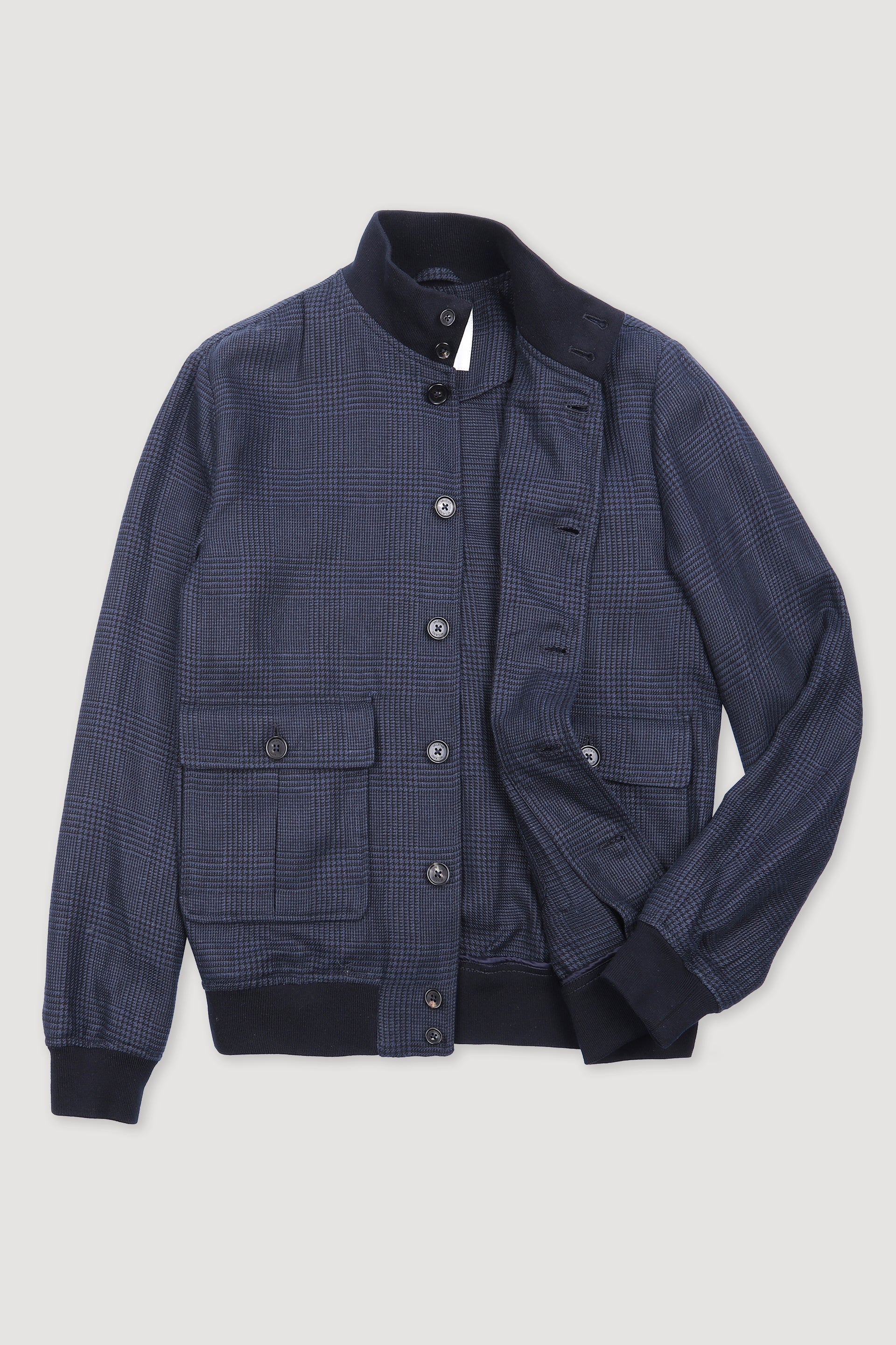 GIUBBOTTO VALSTARINO SFODEARTO, PINECIPA DI GALLES MISTO LINO - Navy blue