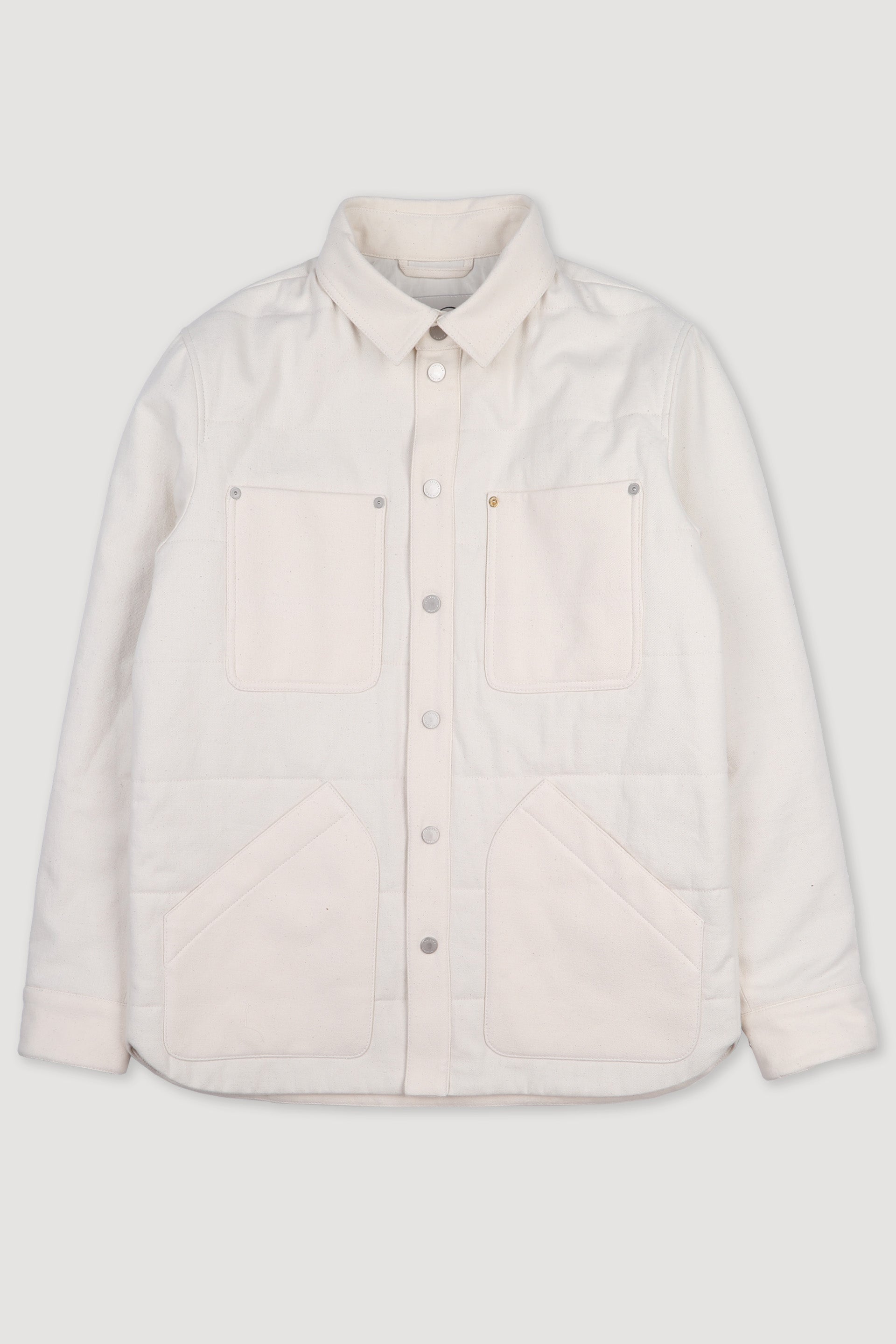 OVERSHIRT JACKET, IMBOTTITA, DRILL - Ecru