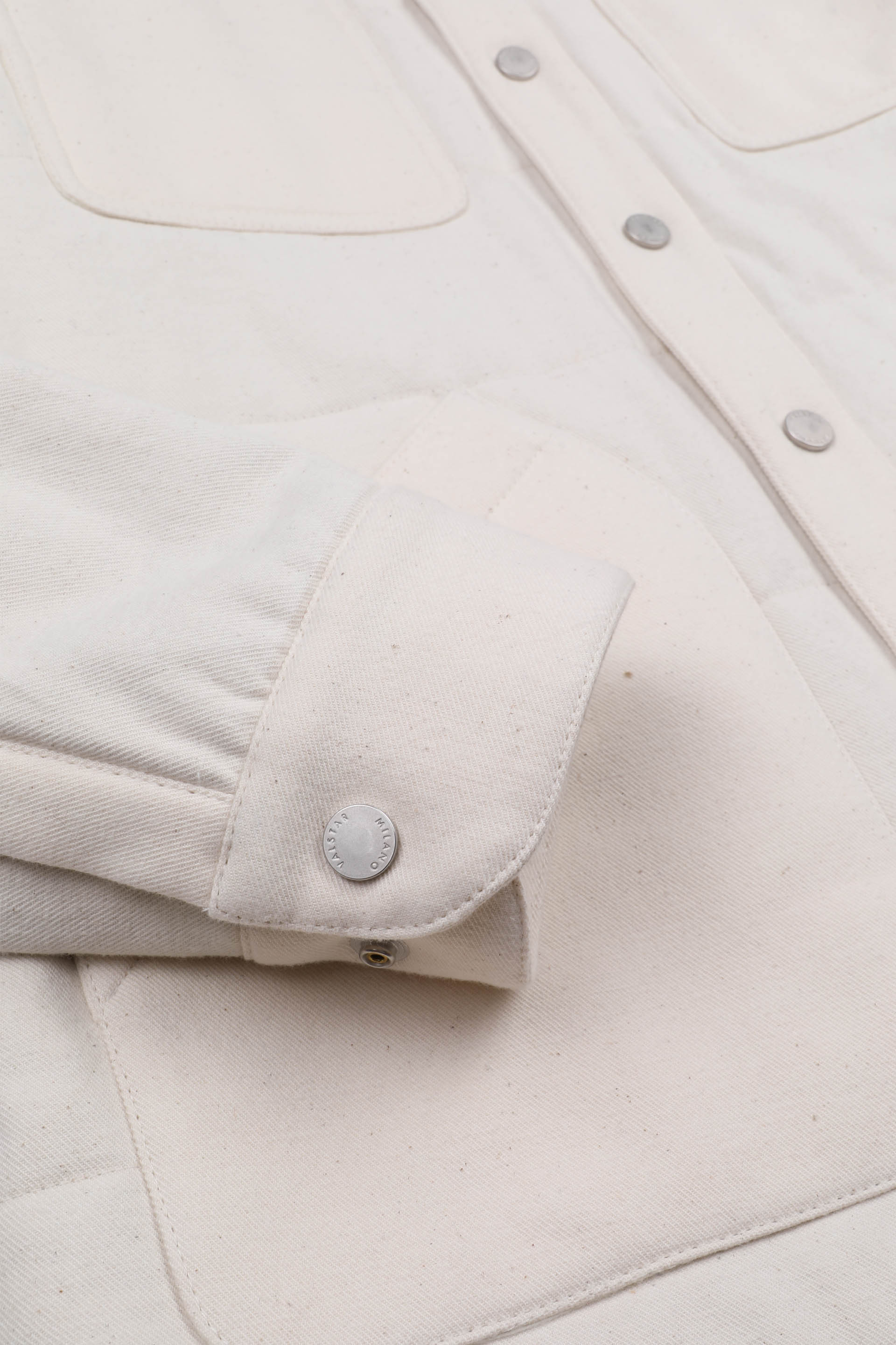 OVERSHIRT JACKET, IMBOTTITA, DRILL - Ecru