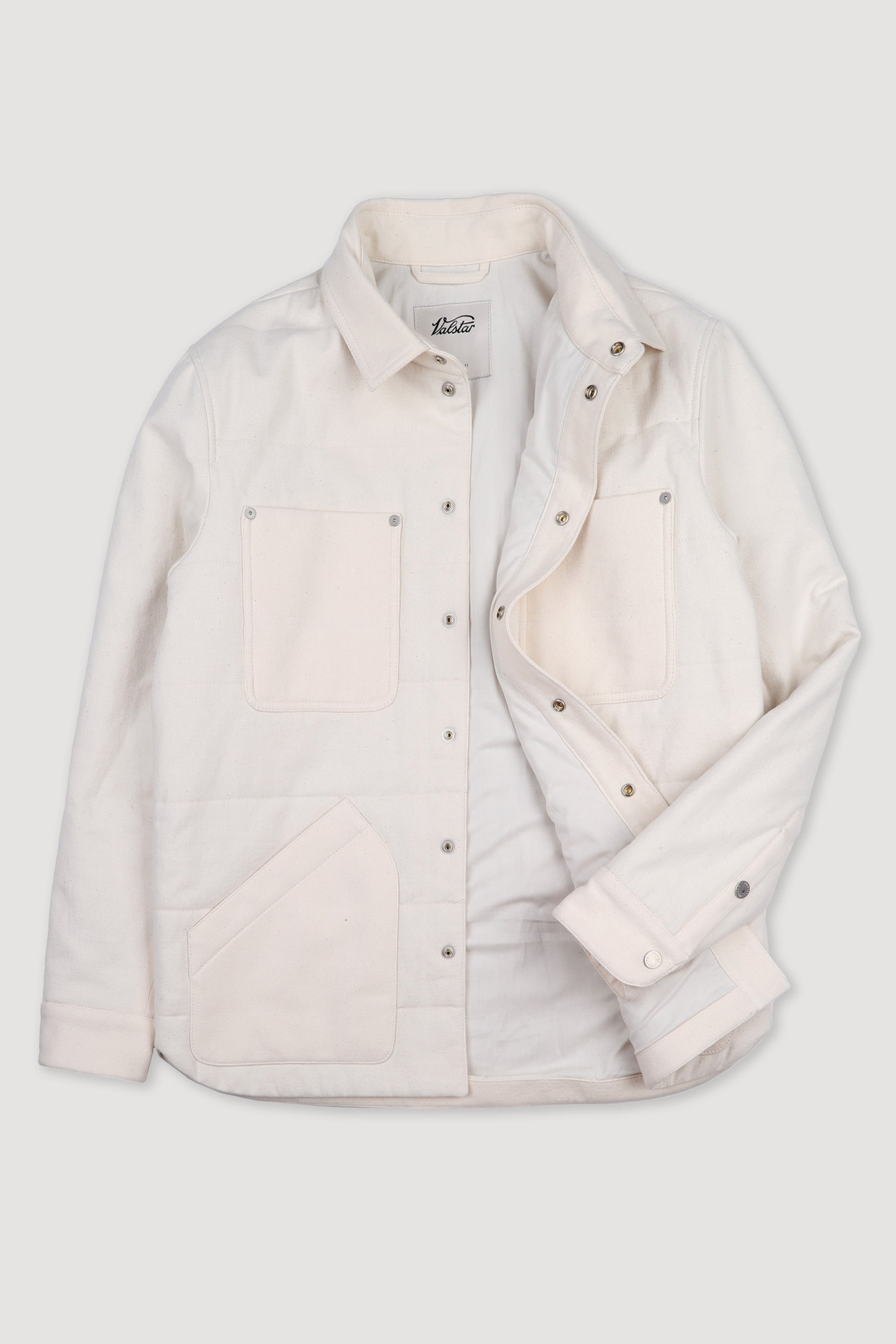 OVERSHIRT JACKET, IMBOTTITA, DRILL - Ecru