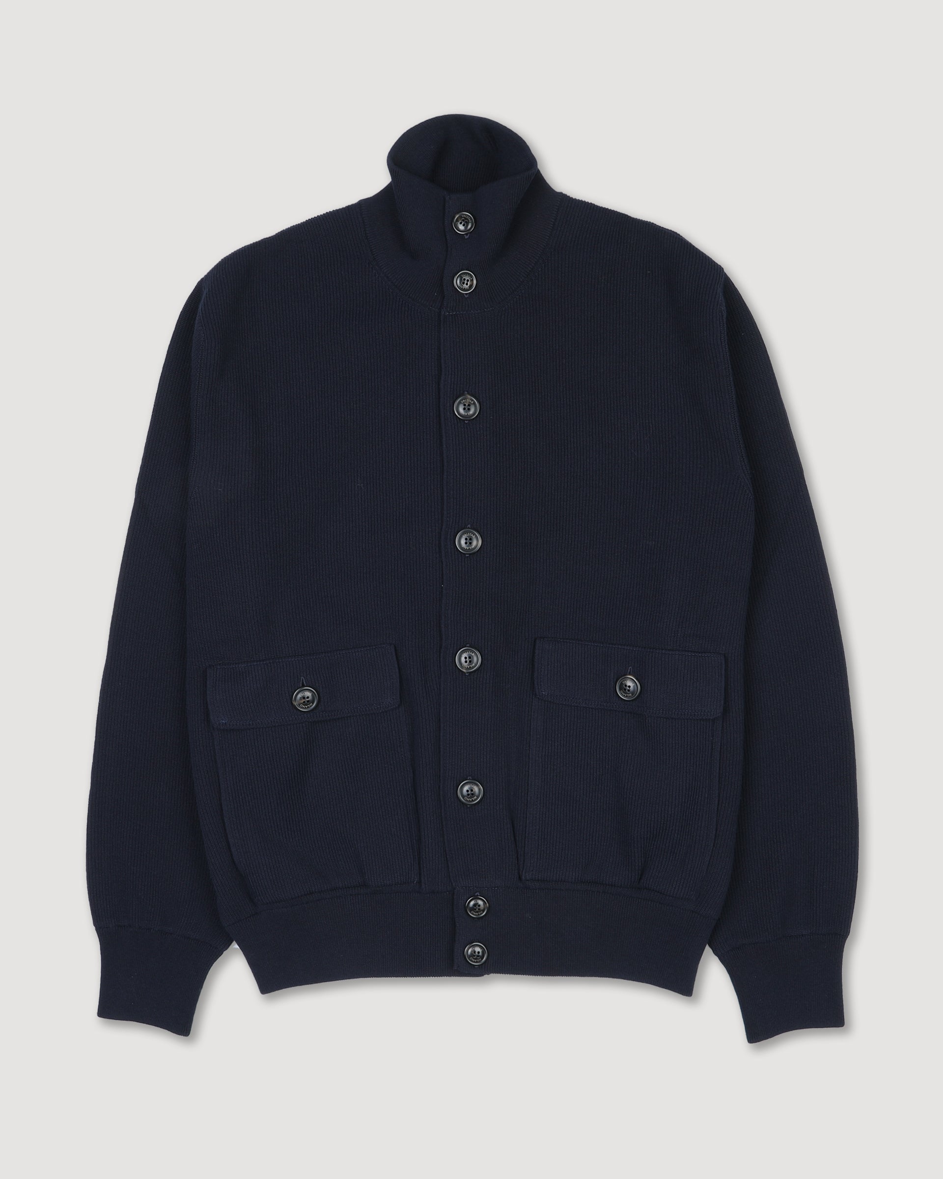 Giubbotto Valstarino in filato di cotone crepe realizzato in mezza maglia inglese. Blu - Blu scuro