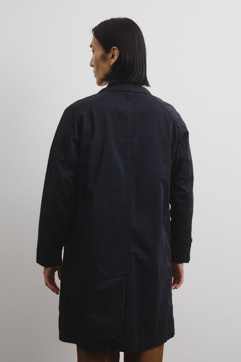Torino unlined trench coat in cotton-nylon fabric. Blue - Navy