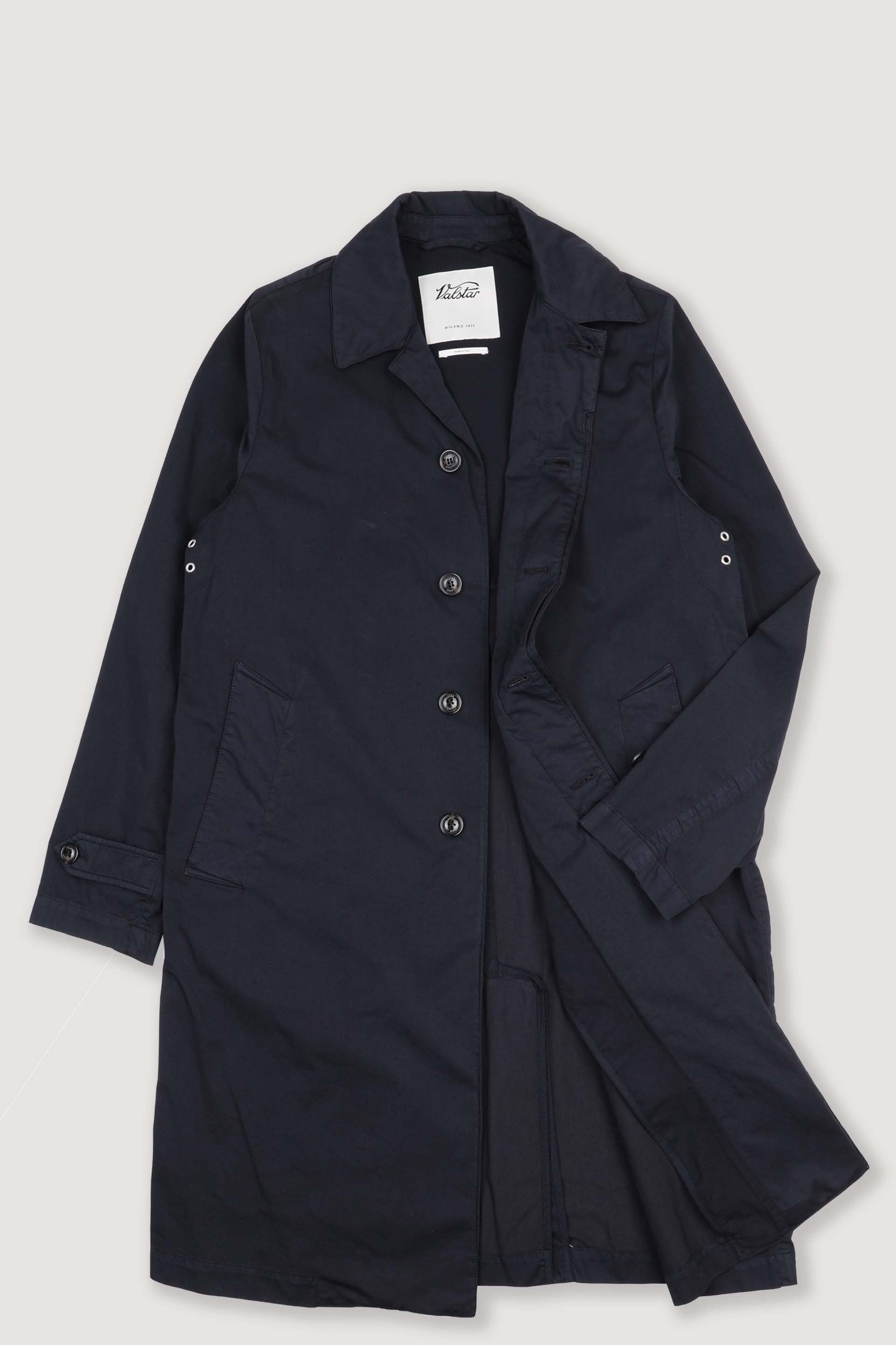 Torino unlined trench coat in cotton-nylon fabric. Blue - Navy