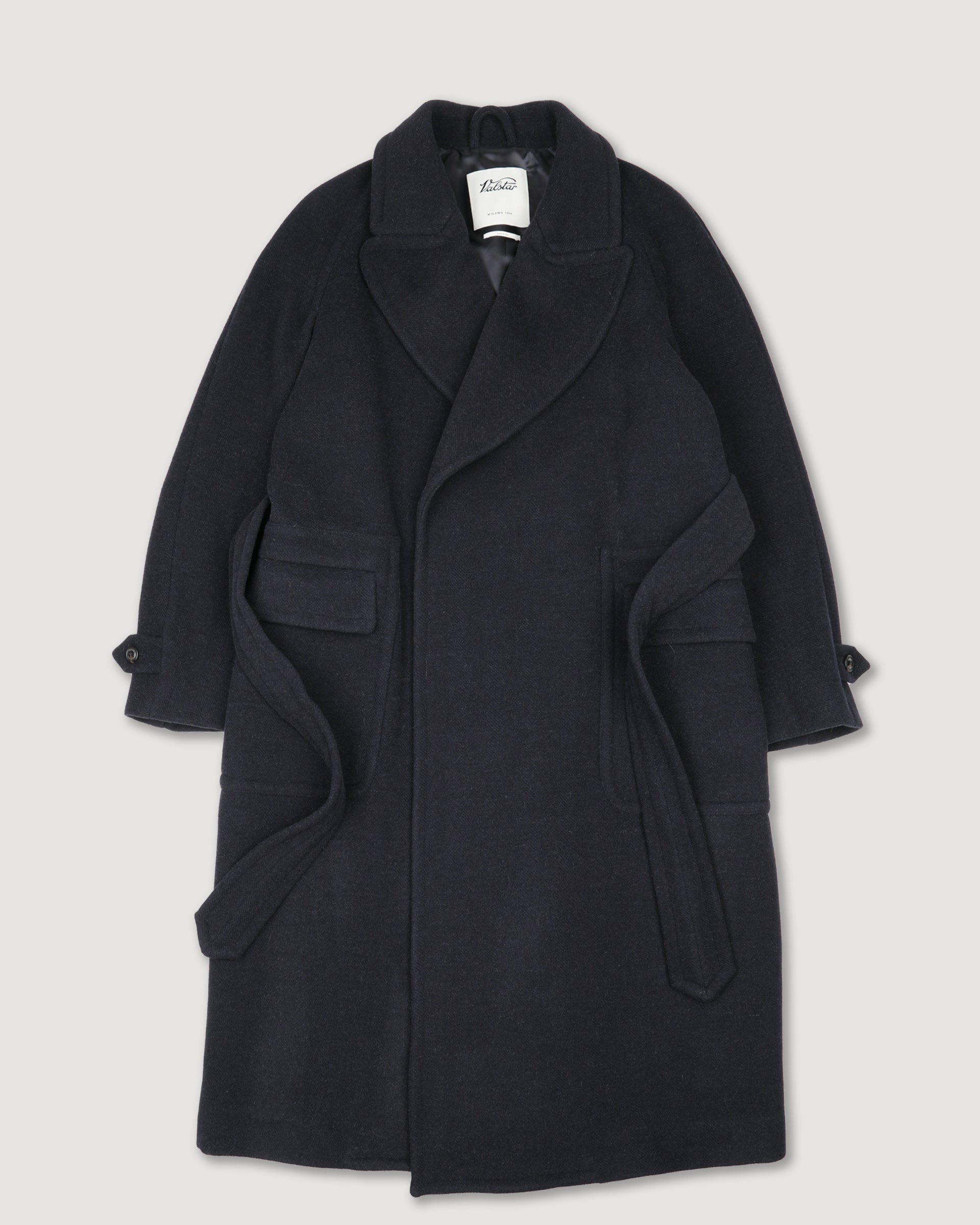 Polo-coat Chukker in panno di misto lana/alpaca fantasia spina di pesce, semifoderato Blu - Blu/nero