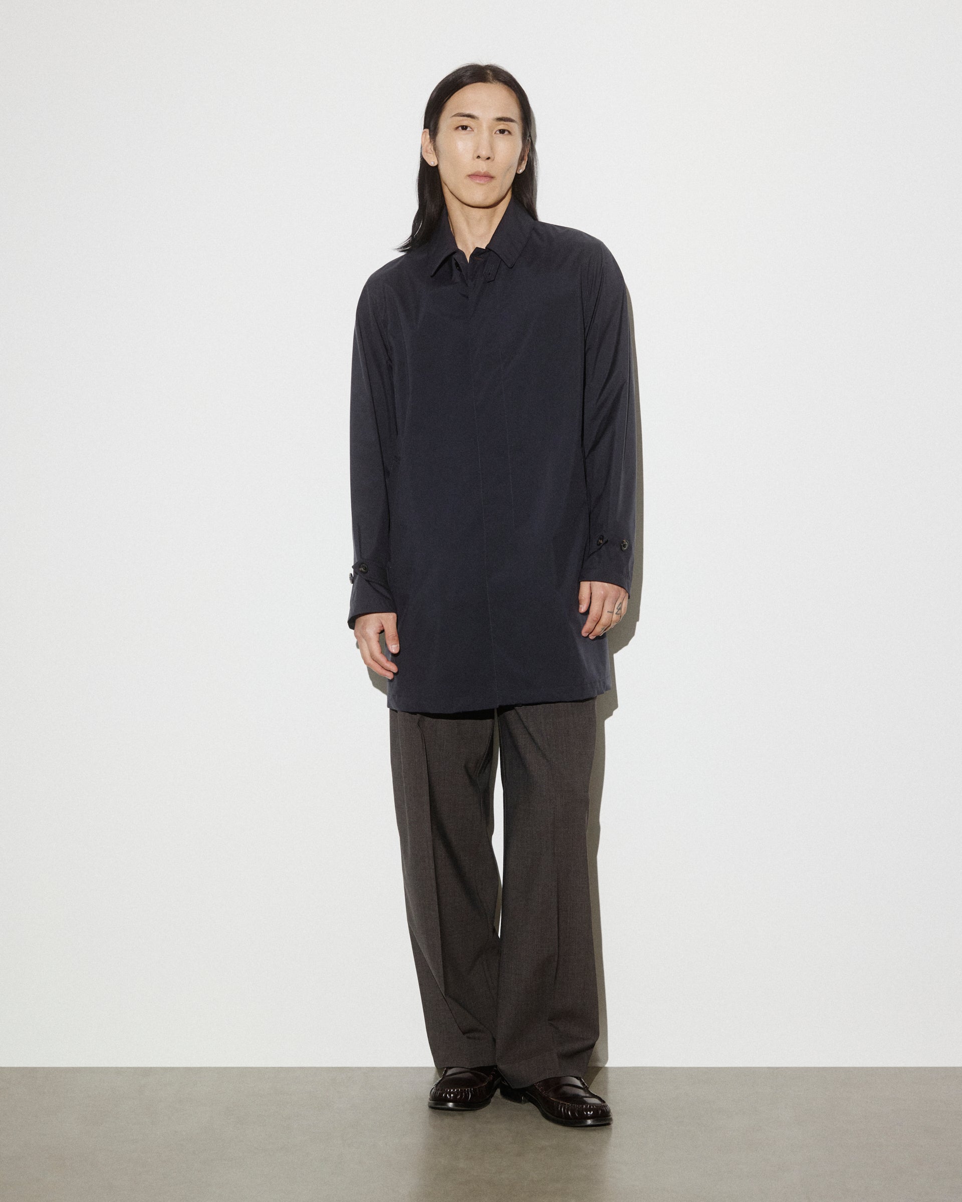 UOMO-TRENCH (MILANO) TASCABILE IN TESSUTO MICROFIBRA 3 LAYERS WATER-PROOF TRASPIRANTE, SEMI-FODERATO - Navy