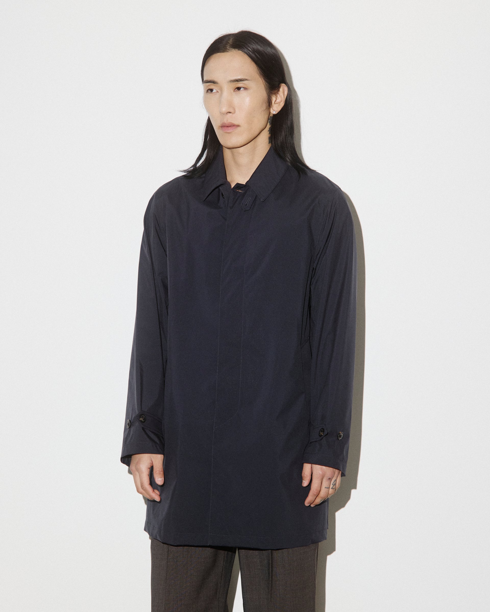 UOMO-TRENCH (MILANO) TASCABILE IN TESSUTO MICROFIBRA 3 LAYERS WATER-PROOF TRASPIRANTE, SEMI-FODERATO - Navy