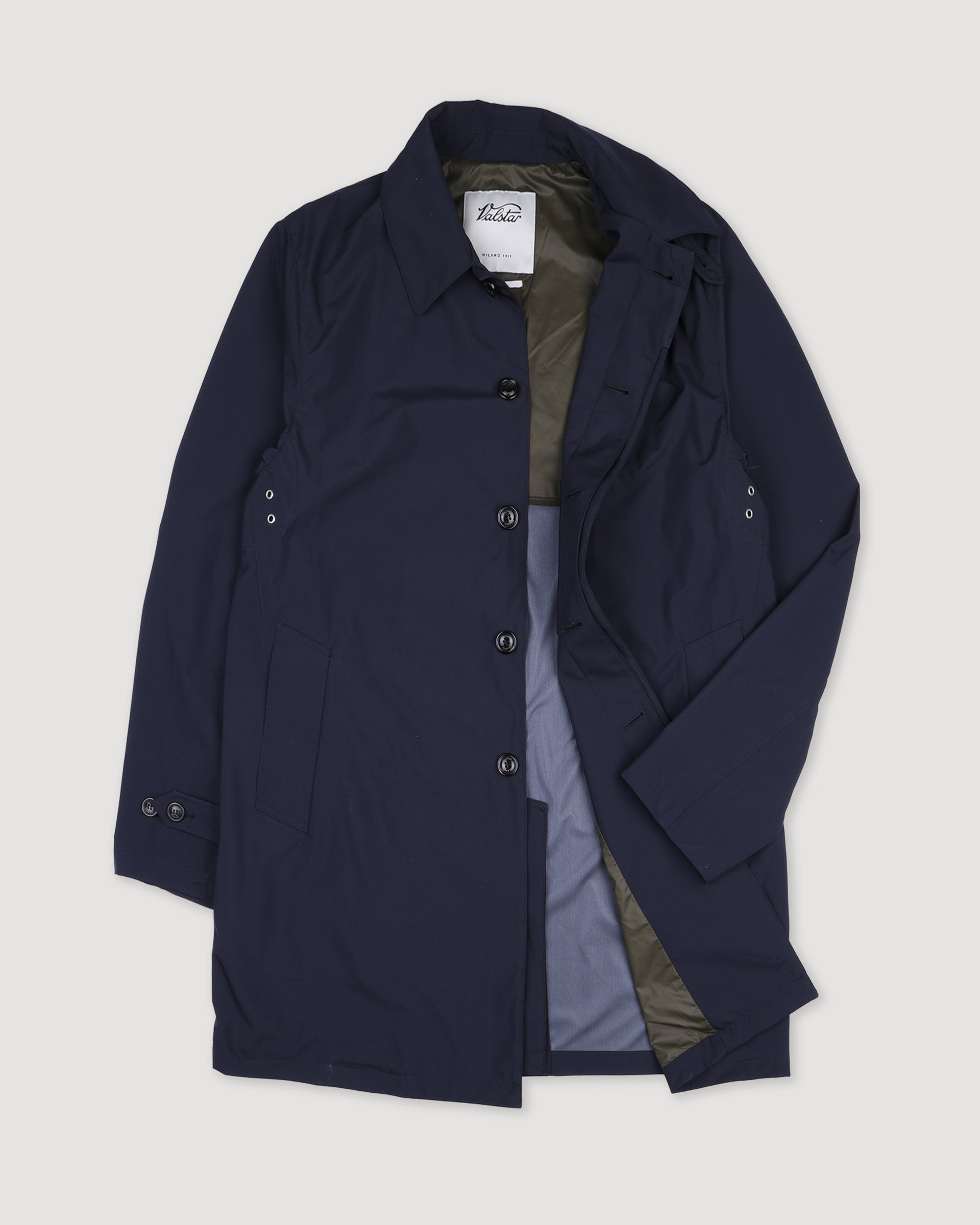 UOMO-TRENCH (MILANO) TASCABILE IN TESSUTO MICROFIBRA 3 LAYERS WATER-PROOF TRASPIRANTE, SEMI-FODERATO - Navy