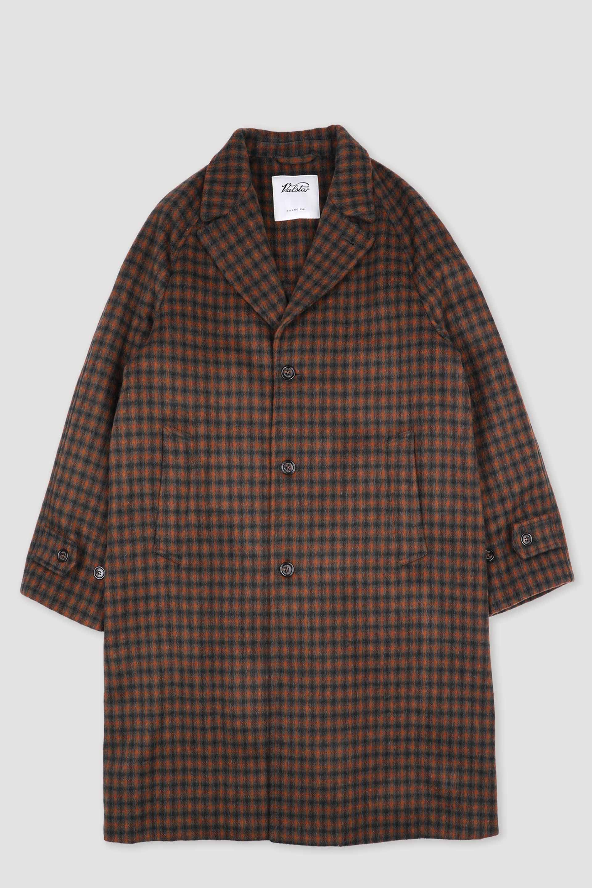 CAPPOTTO FODERATO, CHECK IN PURAL LANA VERGINE - Grey/rust