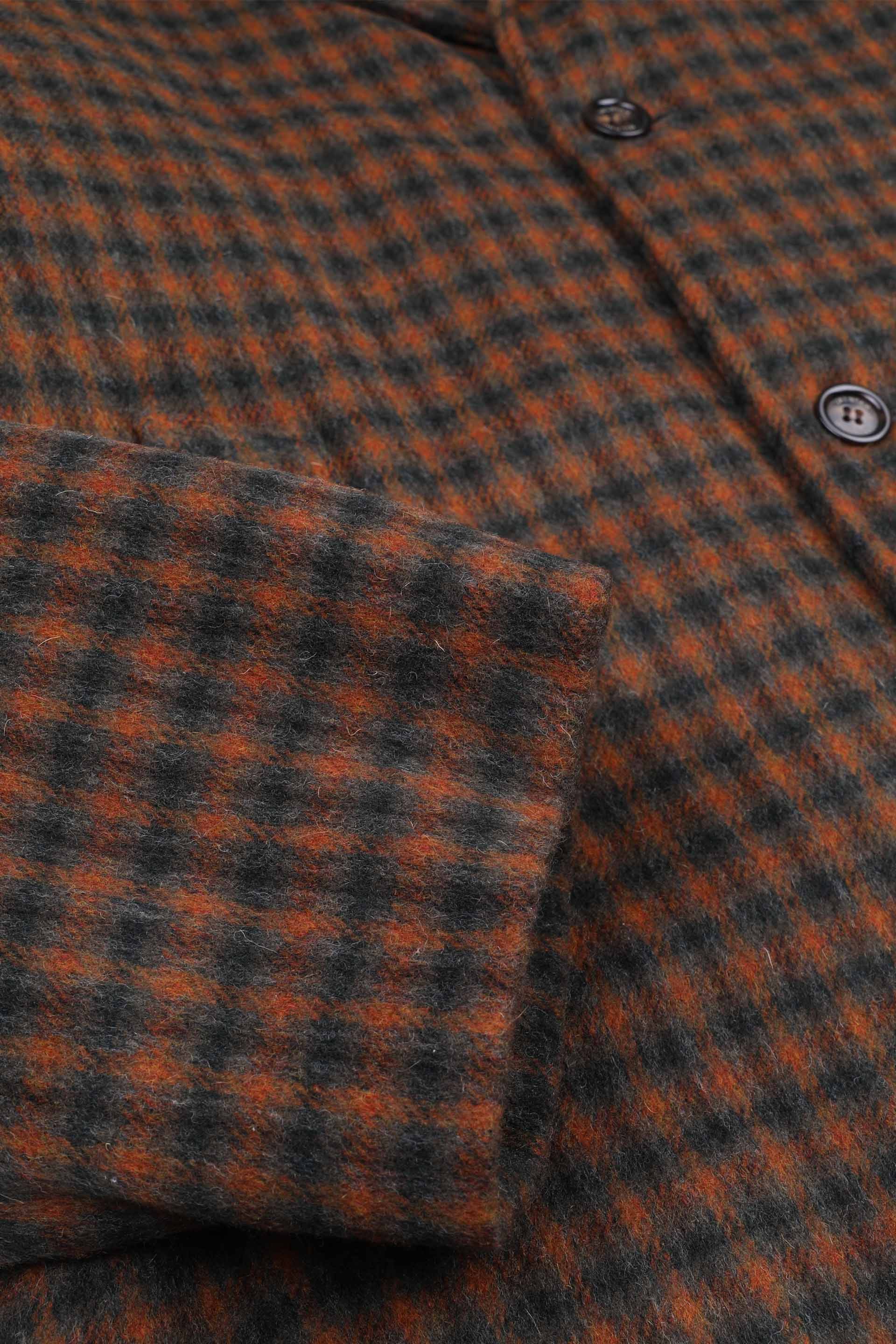 CAPPOTTO FODERATO, CHECK IN PURAL LANA VERGINE - Grey/rust