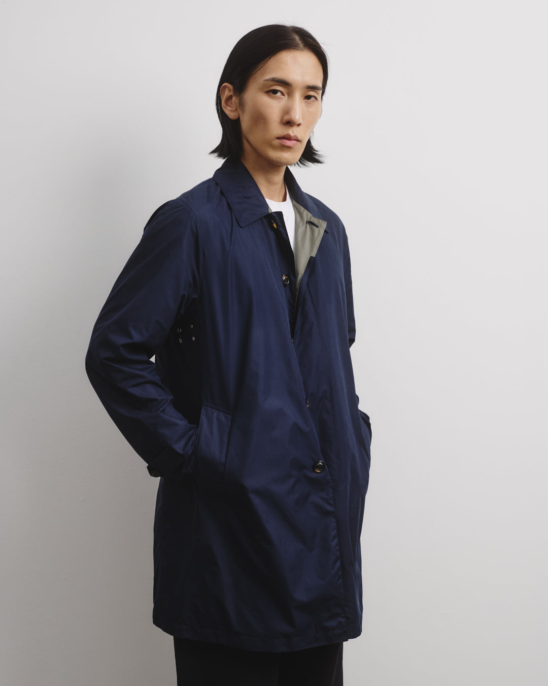 Impermeabile Milano tascabile in microfibra water repellent, foderato. Blu - Navy