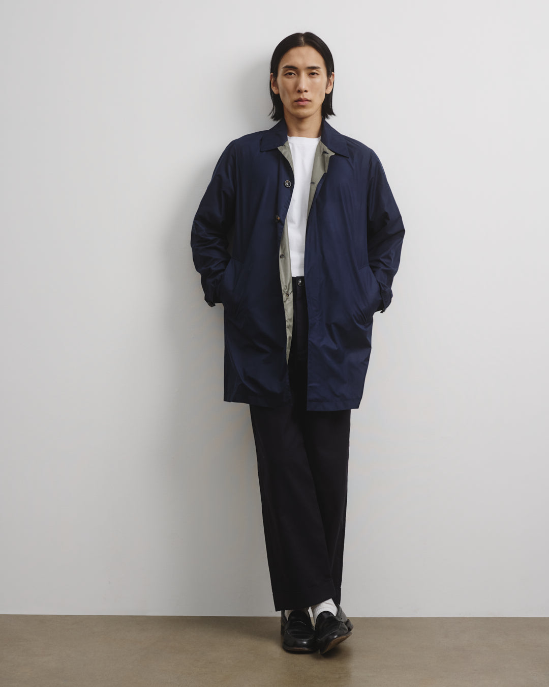 Impermeabile Milano tascabile in microfibra water repellent, foderato. Blu - Navy