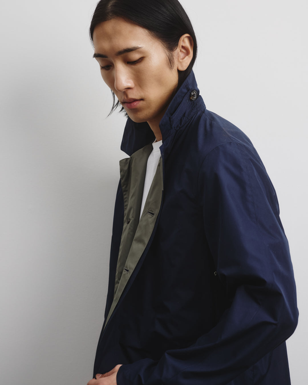 Impermeabile Milano tascabile in microfibra water repellent, foderato. Blu - Navy