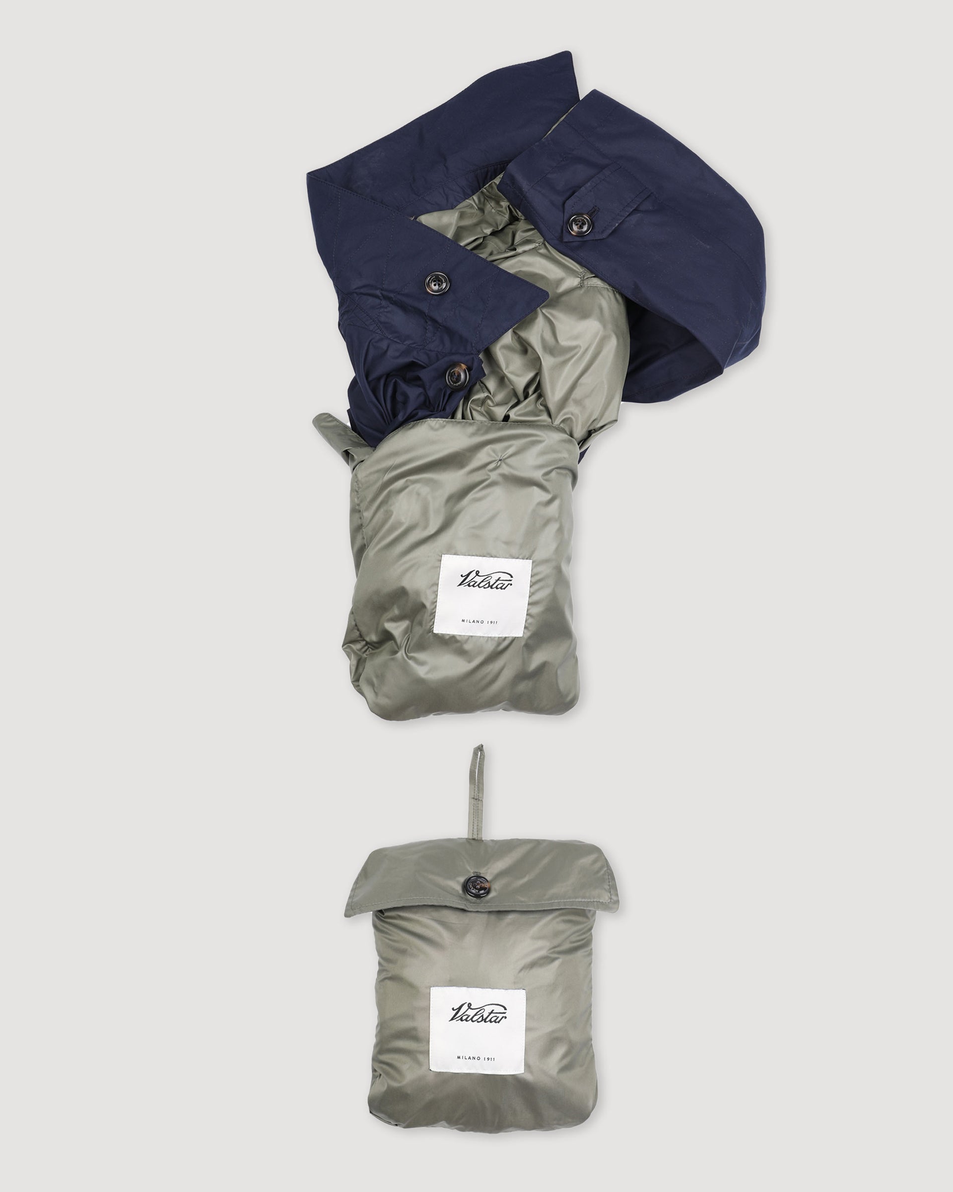 Impermeabile Milano tascabile in microfibra water repellent, foderato. Blu - Navy