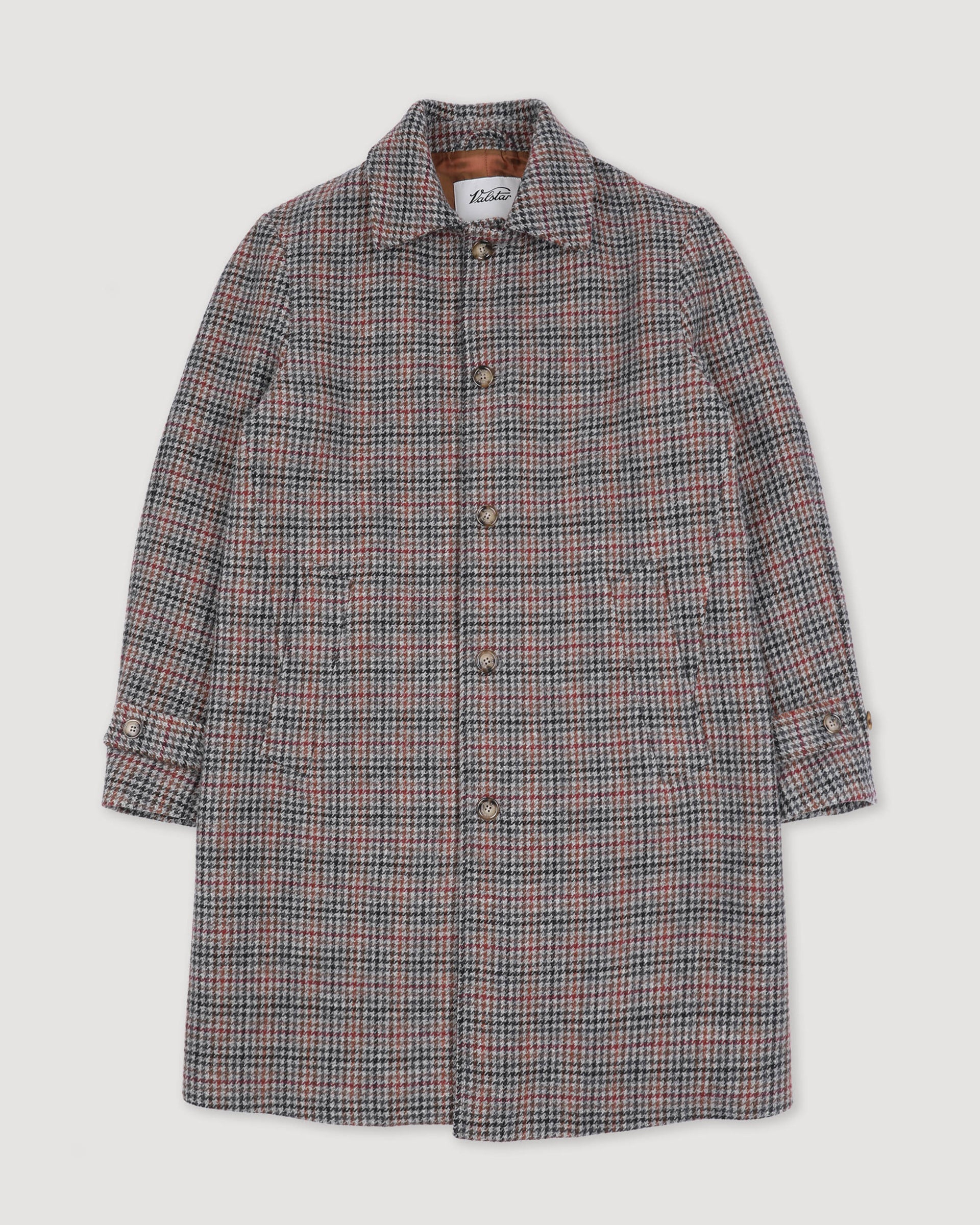 Cappotto Marcello in pura lana vergine fantasia Pied de Poule, foderato. Grigio - Grey