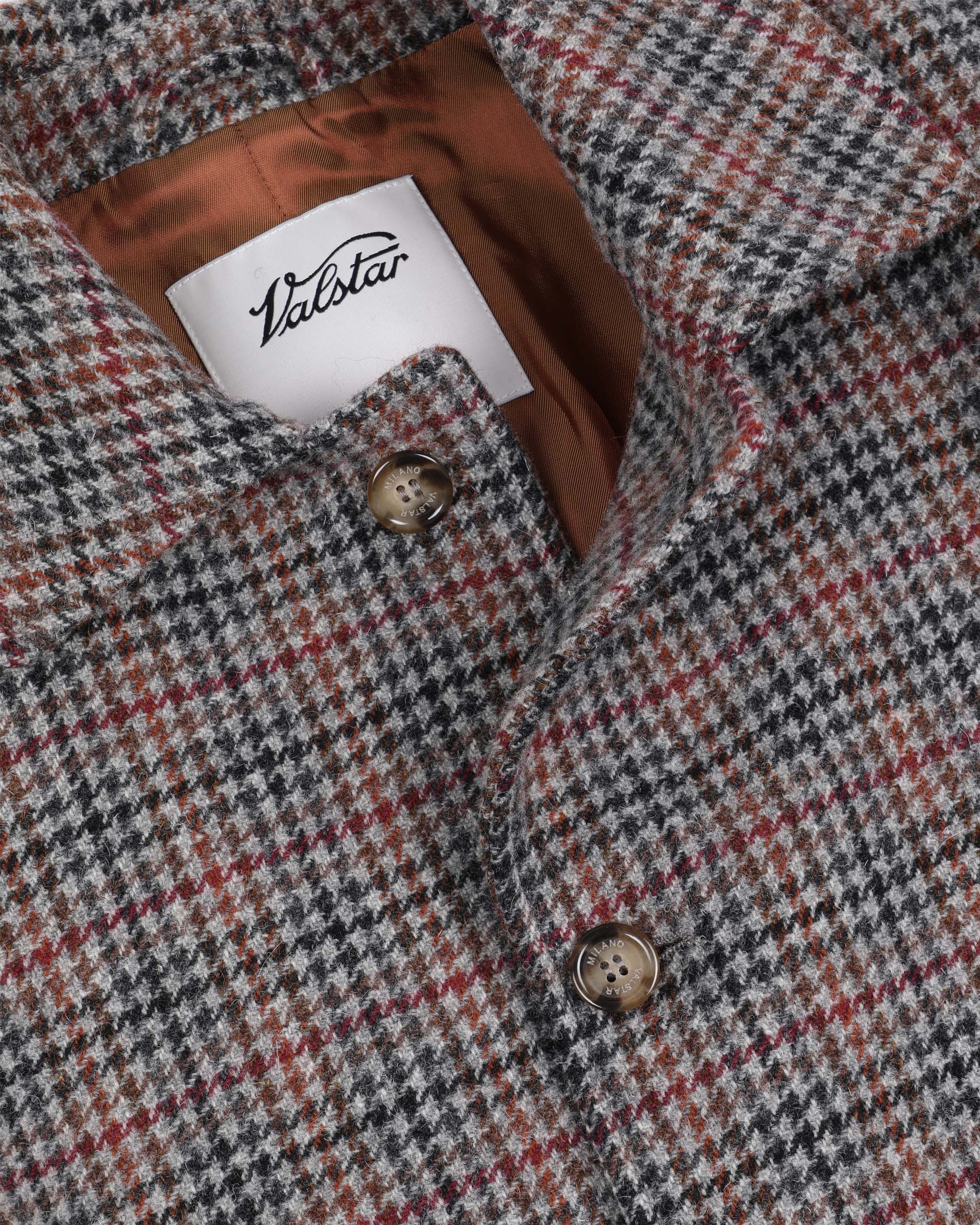 Cappotto Marcello in pura lana vergine fantasia Pied de Poule, foderato. Grigio - Grey