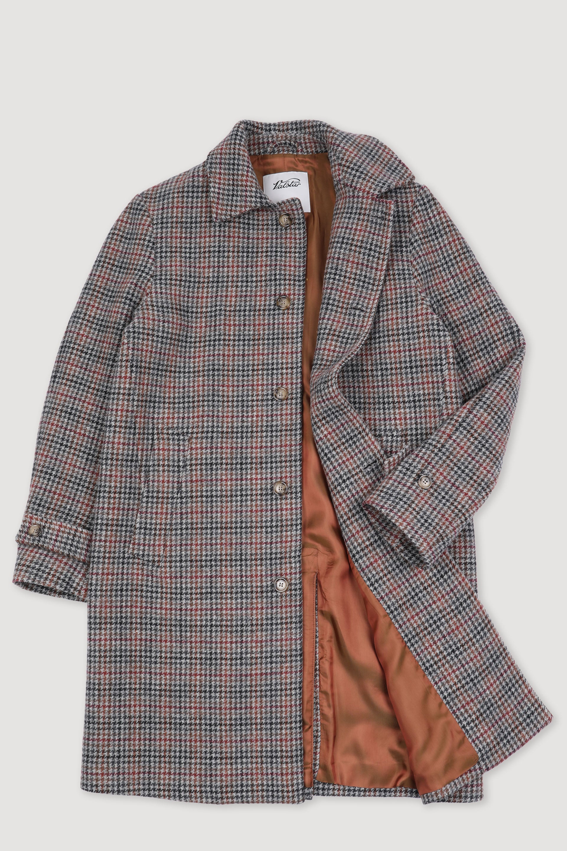 Marcello coat in pure virgin wool with houndstooth pattern, lined. - G