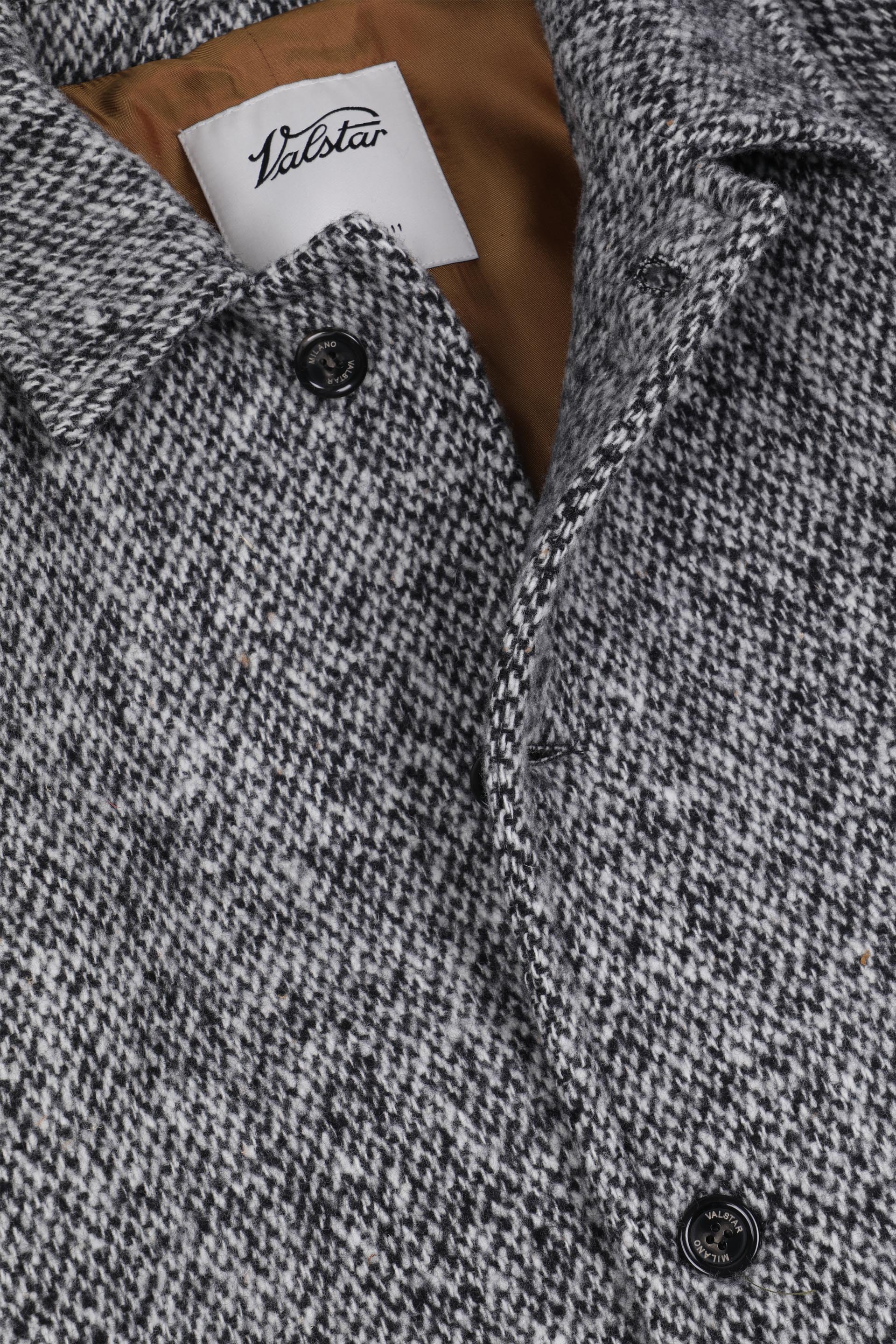 Vittorio lined overcoat in broken twill virgin wool fabric. Grey - Gre