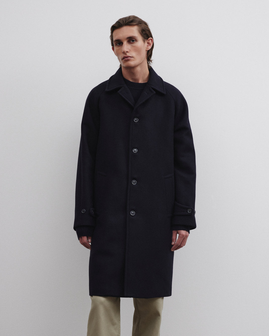 Cappotto Vittorio in panno di pura lana vergine, foderato. Blu - Navy