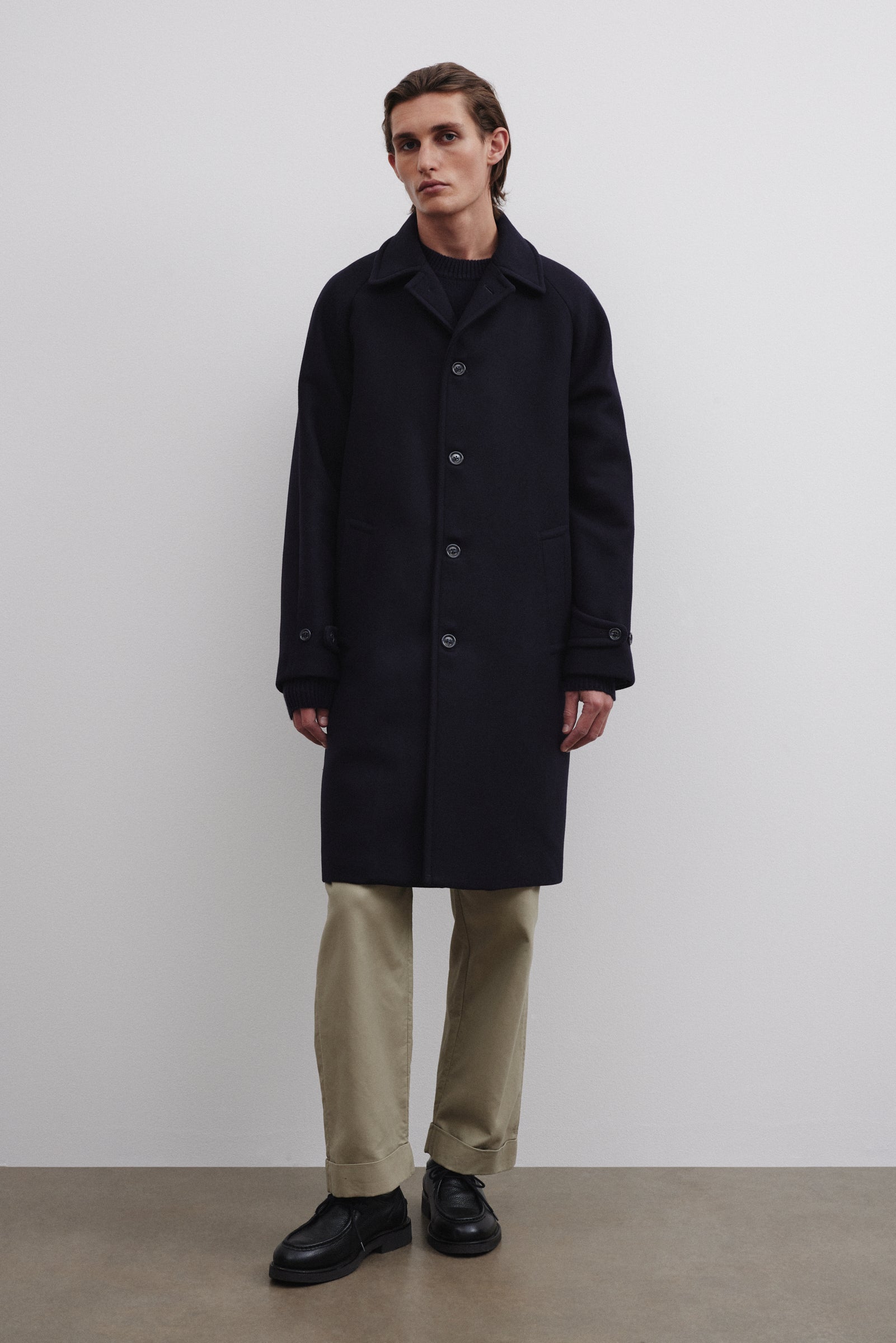 CAPPOTTO VITTORIO, FODERATO, PANNO IN LANA VERGINE - Navy blue