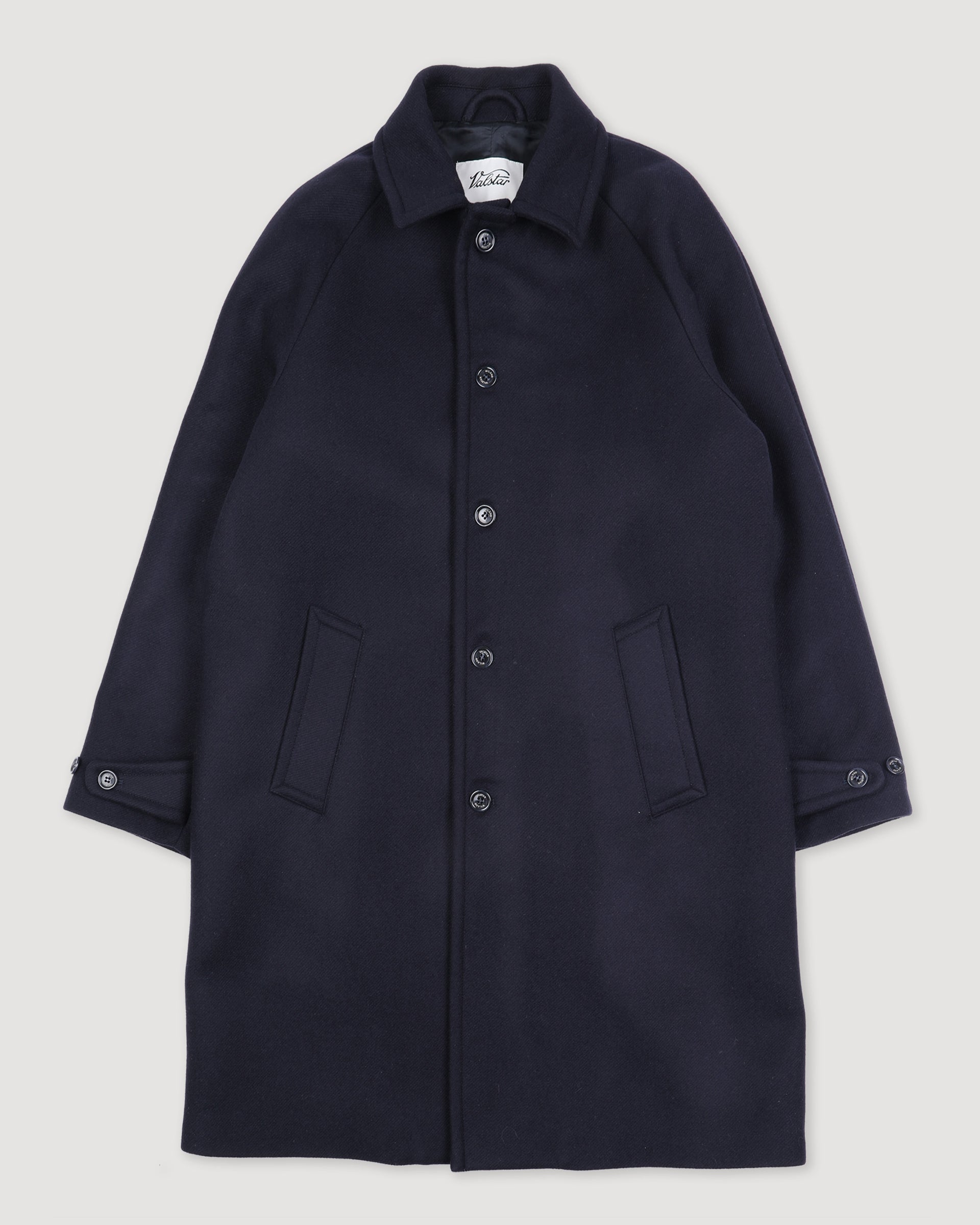 Vittorio lined overcoat in virgin wool felt fabric. - Navy