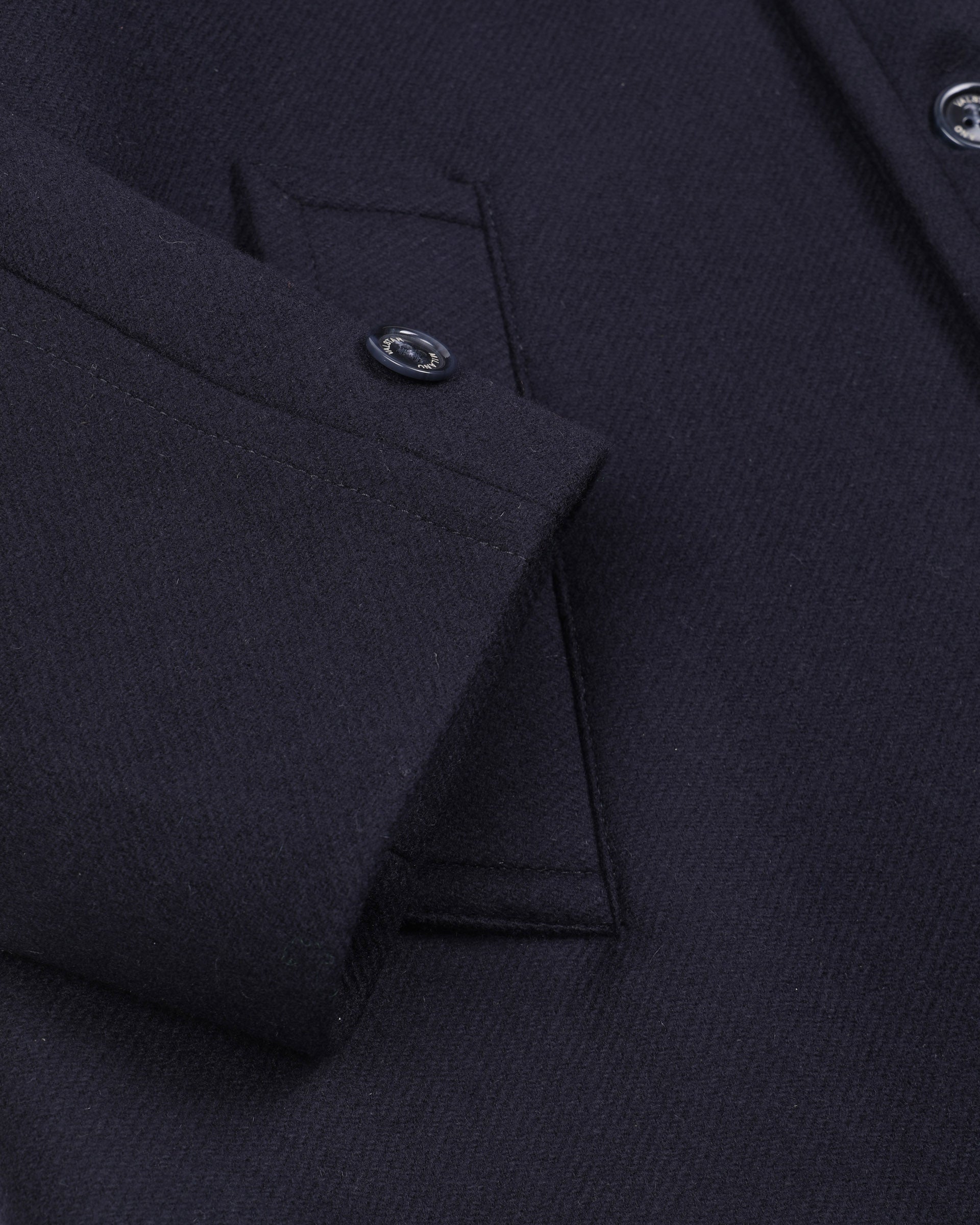 Vittorio lined overcoat in virgin wool felt fabric. - Navy