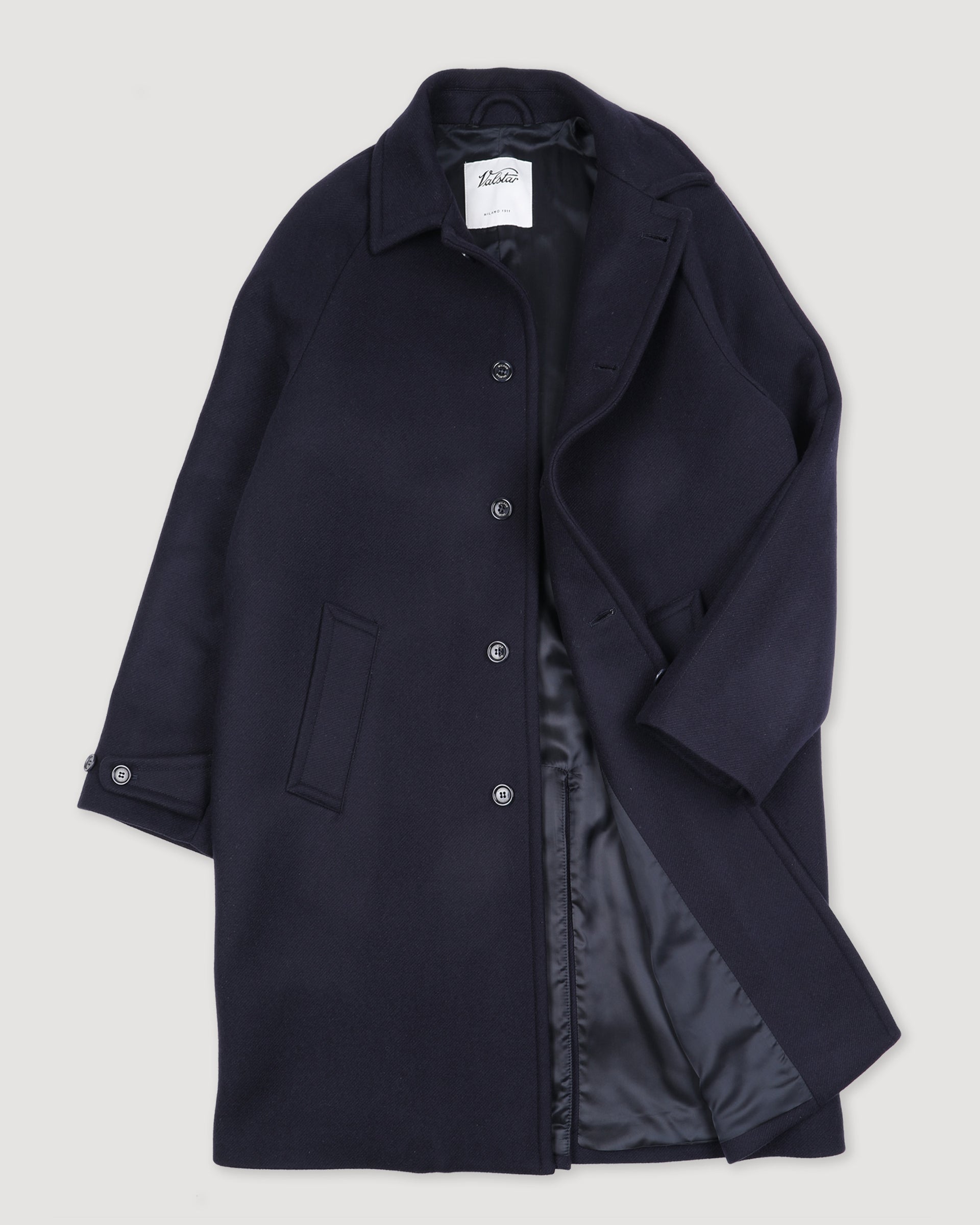 Cappotto Vittorio in panno di pura lana vergine, foderato. Blu - Navy