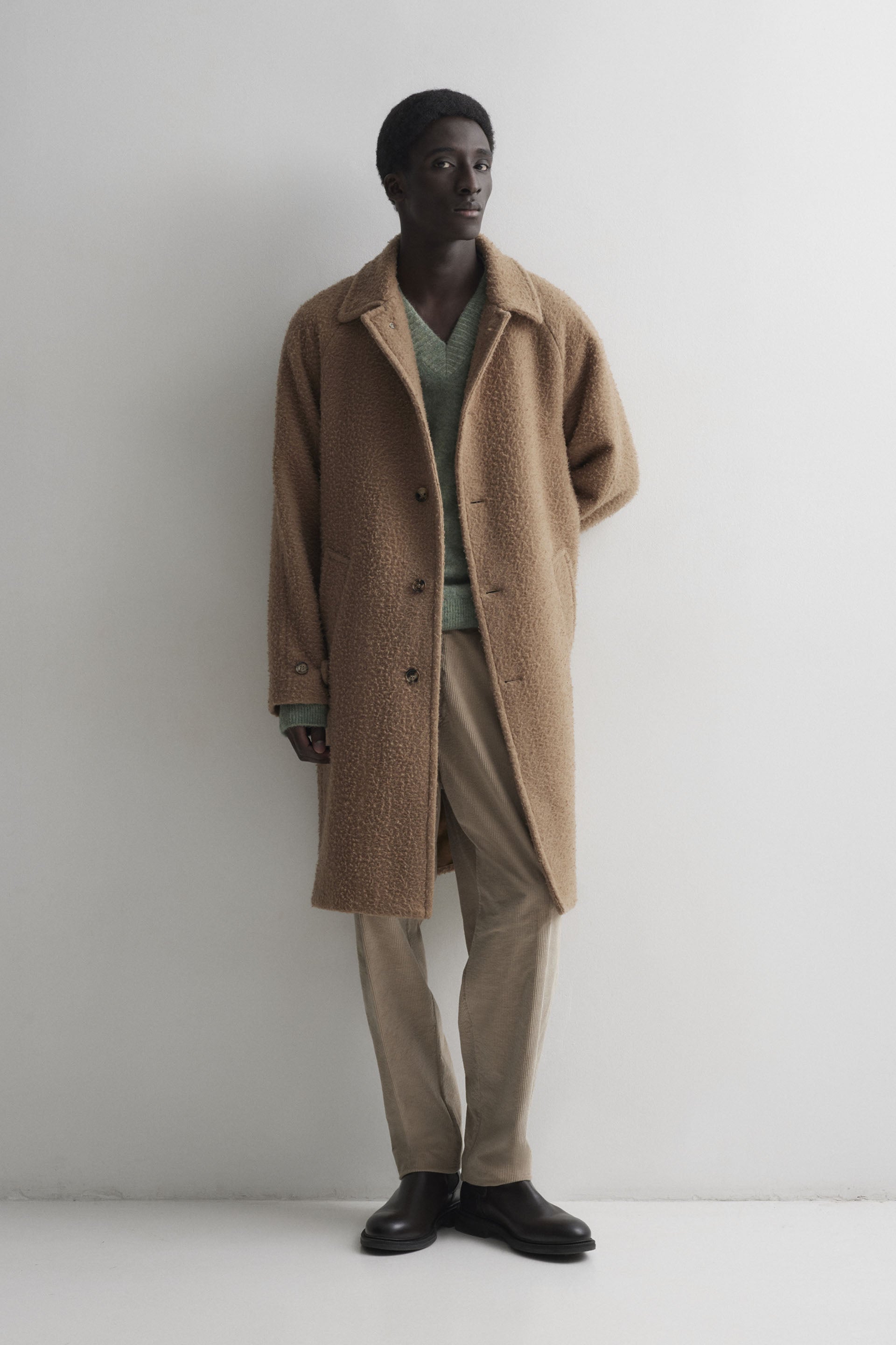 Vittorio overcoat in camel Casentino fabric, lined. Beige - Rovere