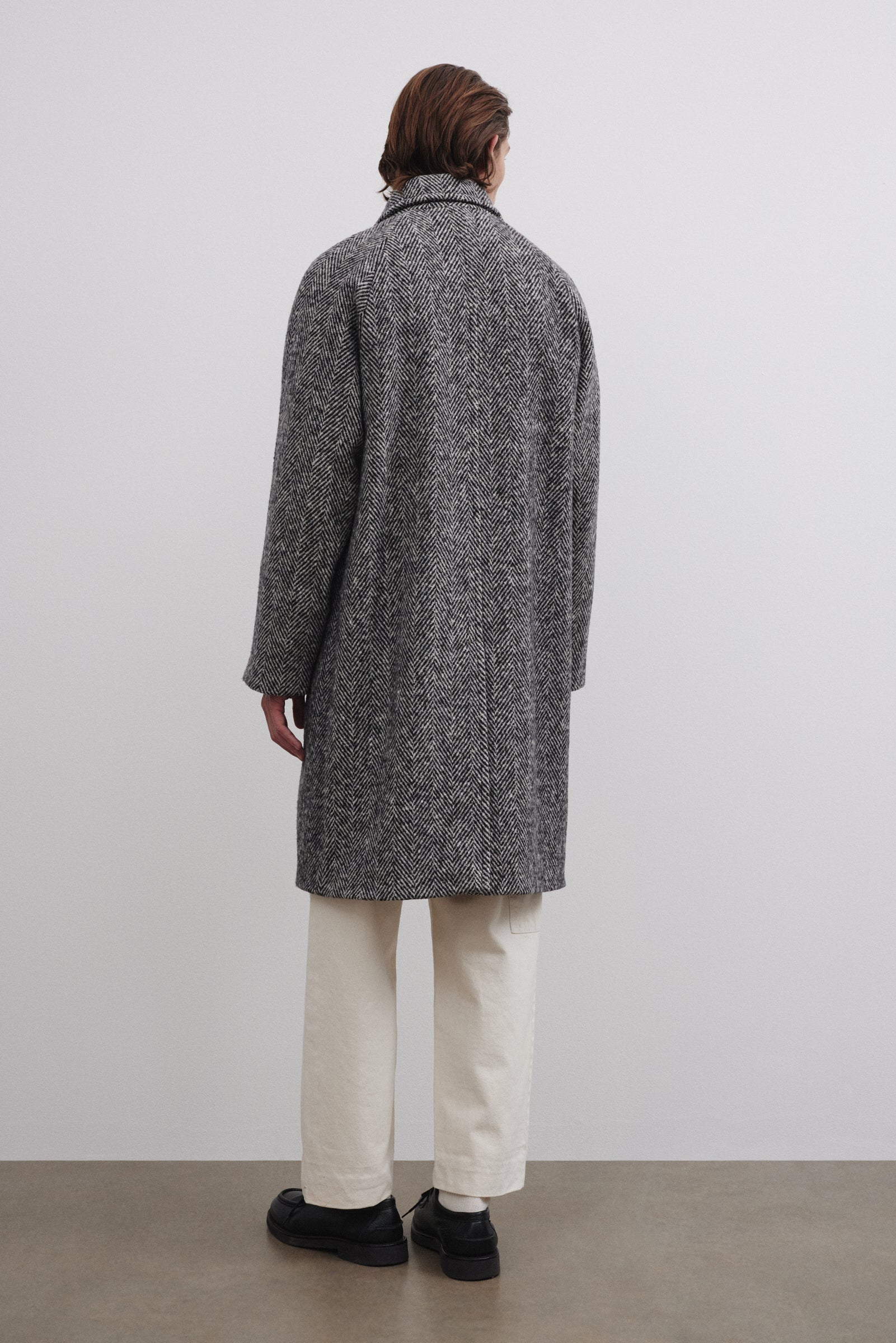 CAPPOTTO VITTORIO, FODERATO, SPINA DI PESCE PURA LANA VERGINE - Nero/bianco/grigio