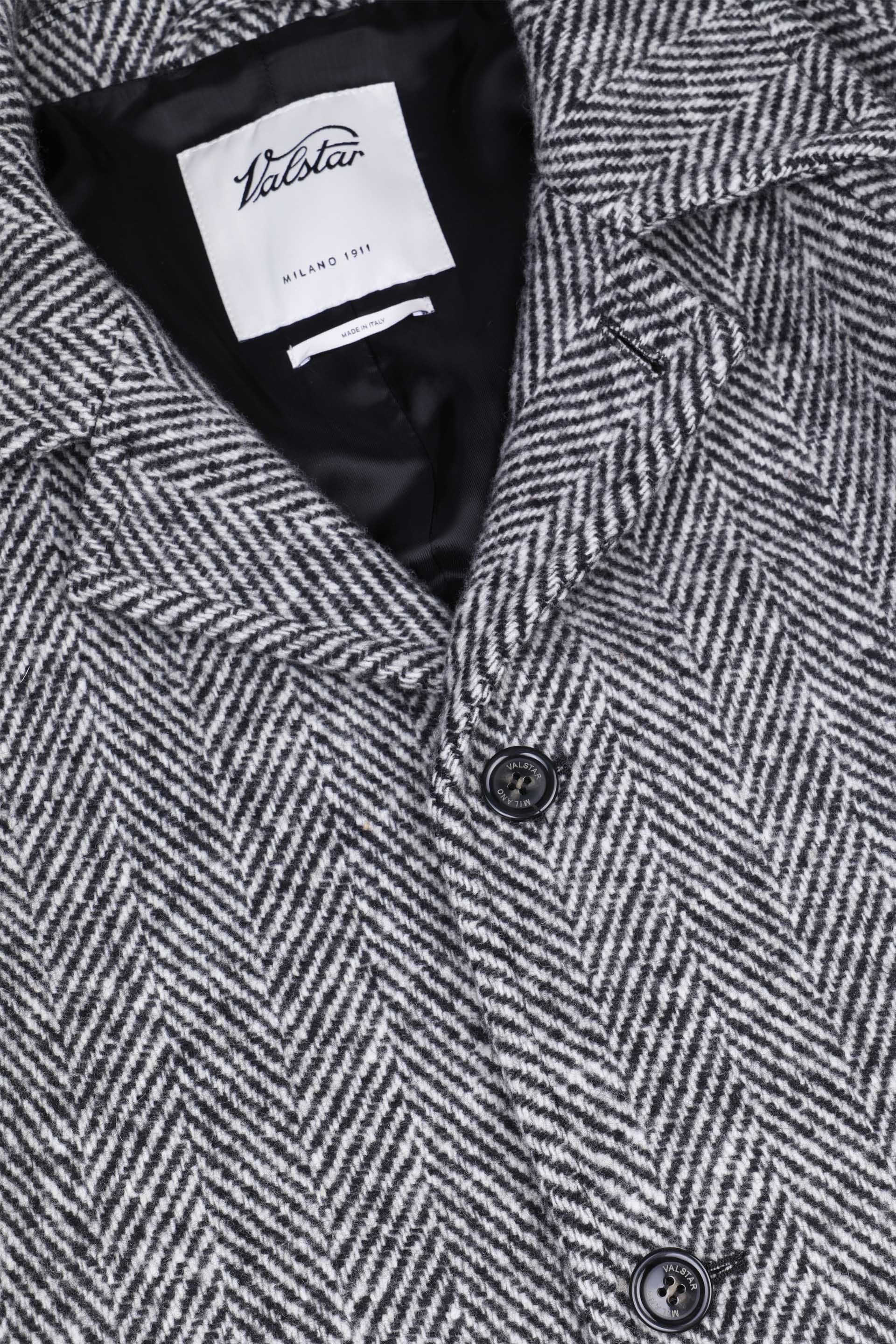 CAPPOTTO VITTORIO, FODERATO, SPINA DI PESCE PURA LANA VERGINE - Nero/bianco/grigio
