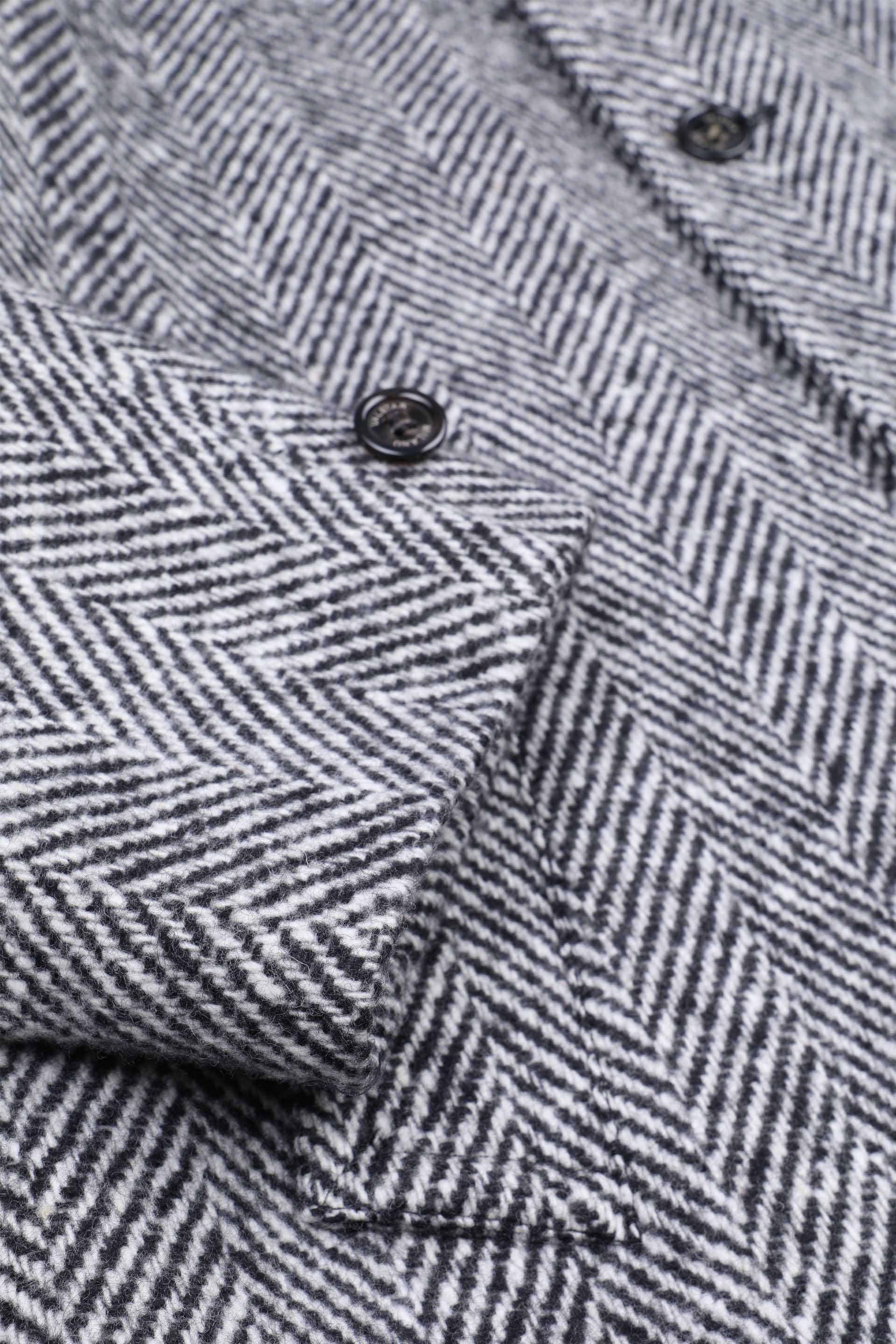 CAPPOTTO VITTORIO, FODERATO, SPINA DI PESCE PURA LANA VERGINE - Nero/bianco/grigio