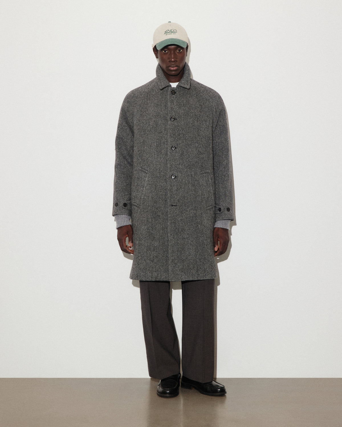 Cappotto Vittorio in pura lana vergine fantasia broken twill, foderato. Grigio - Nero/Grigio