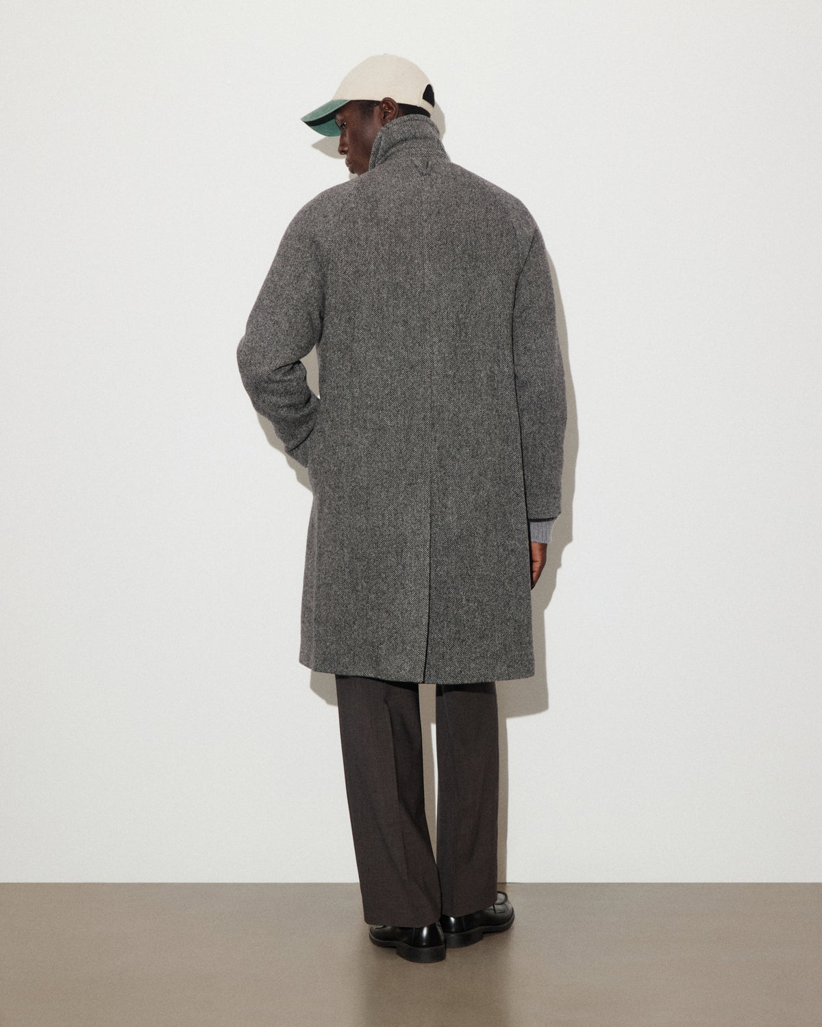 Cappotto Vittorio in pura lana vergine fantasia broken twill, foderato. Grigio - Nero/Grigio