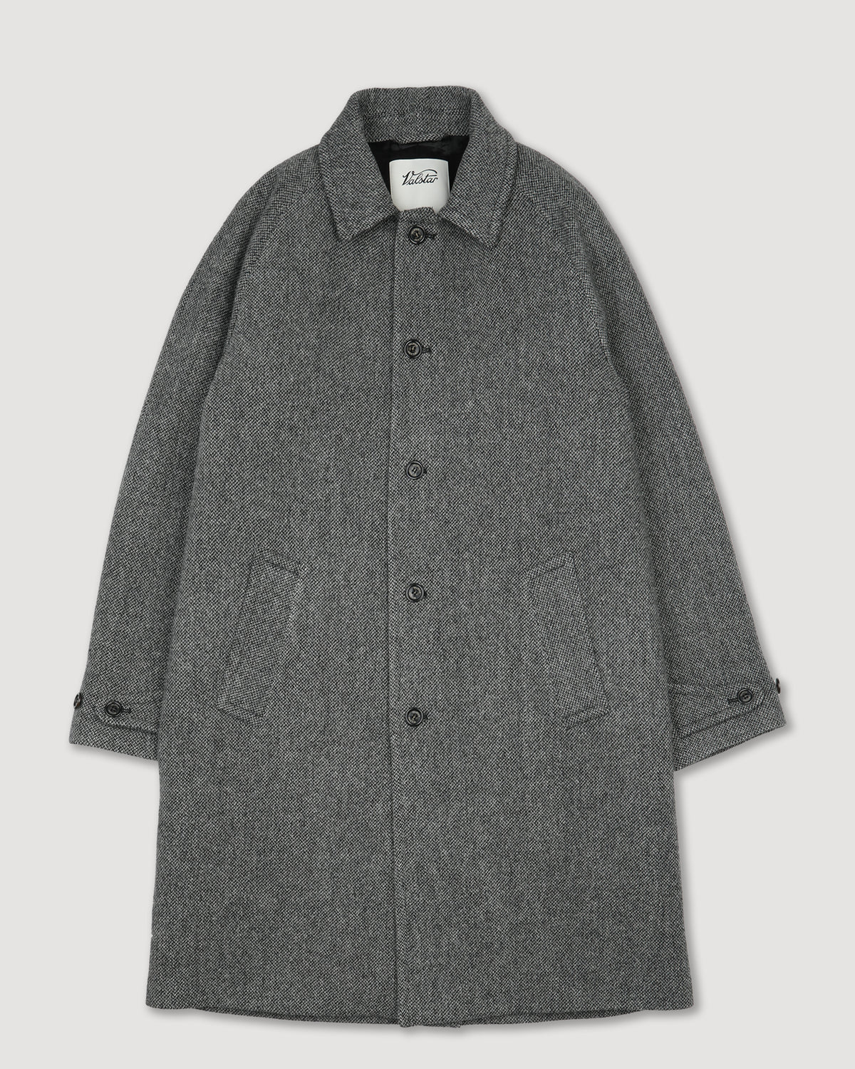 Cappotto Vittorio in pura lana vergine fantasia broken twill, foderato. Grigio - Nero/Grigio