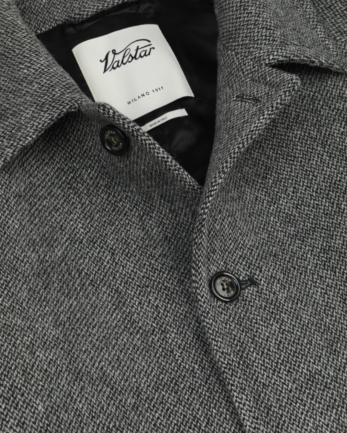 Cappotto Vittorio in pura lana vergine fantasia broken twill, foderato. Grigio - Nero/Grigio